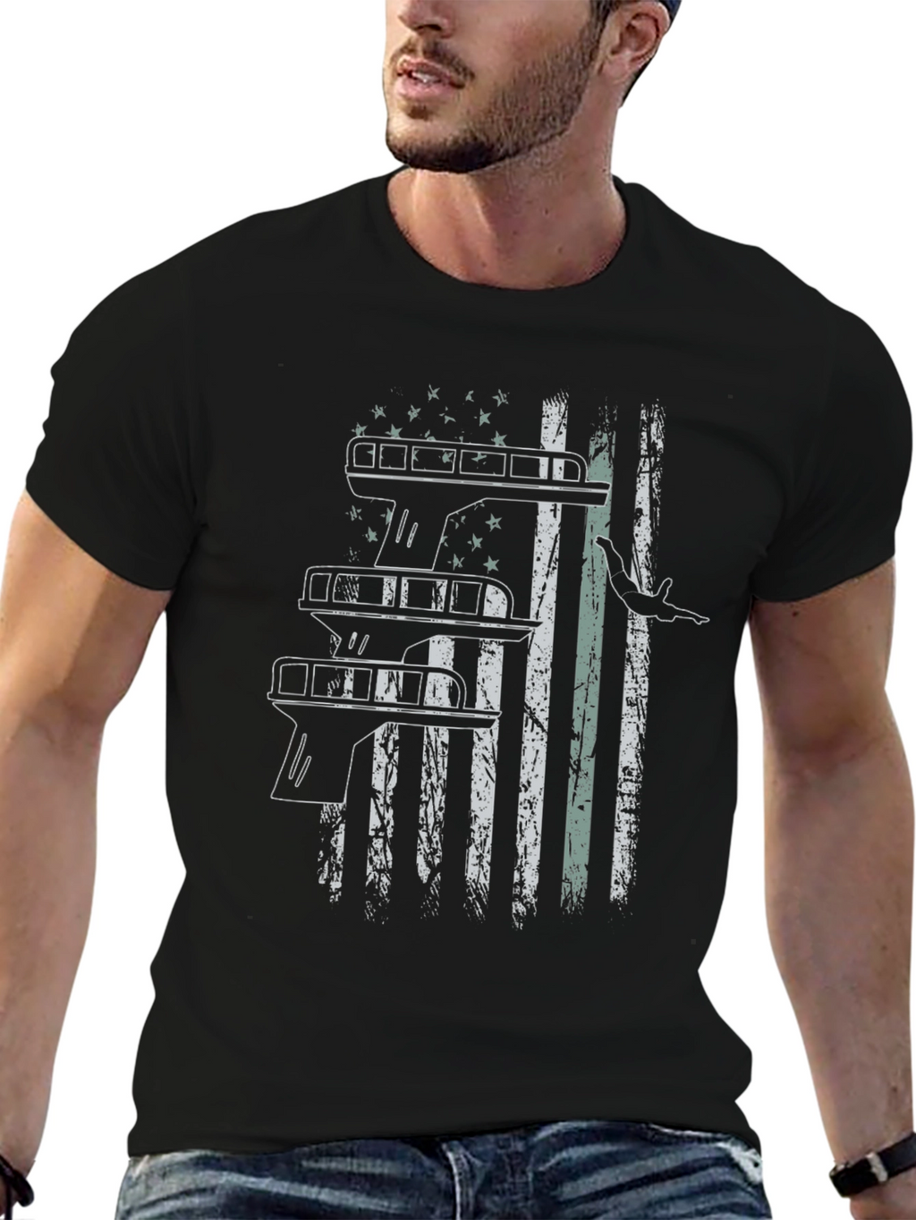 Diver American Flag Graphic T-Shirt