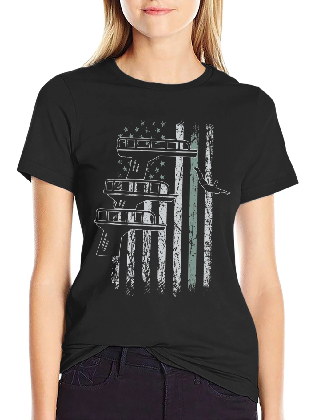 Diver American Flag Graphic T-Shirt