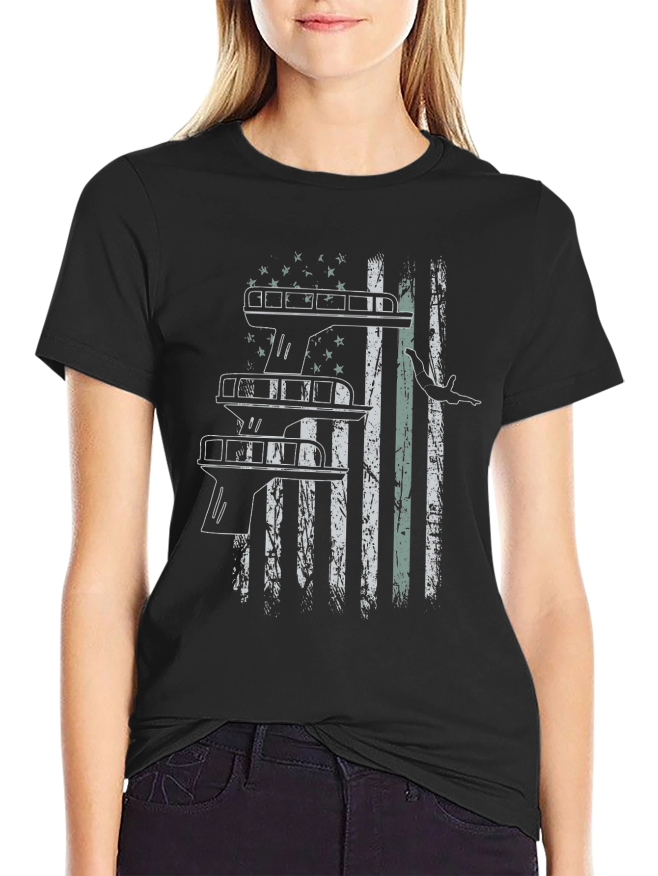 Diver American Flag Graphic T-Shirt