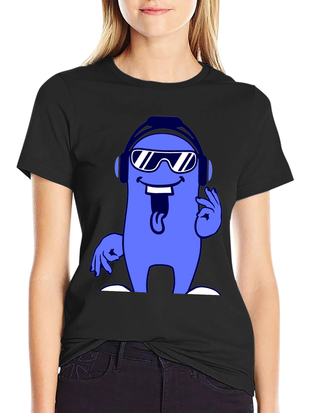 Cool Cartoon Character Graphic Tee - Black