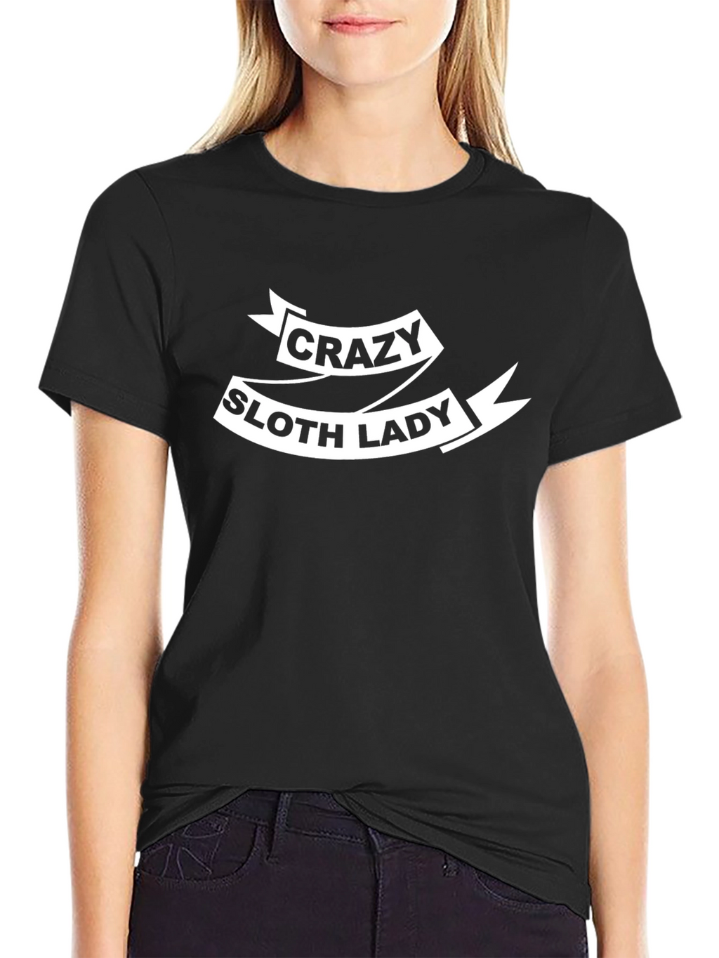 Crazy Sloth Lady Black T-Shirt