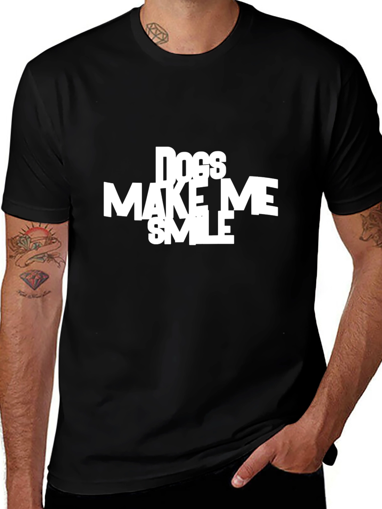 Dogs Make Me Smile Black Graphic Tee