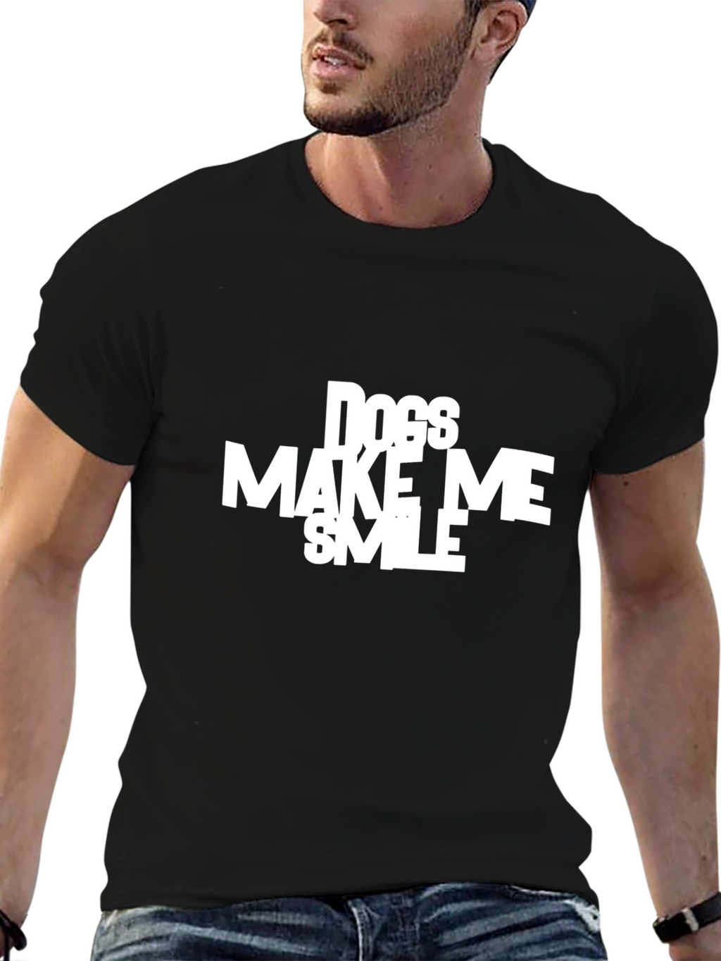 Dogs Make Me Smile Black Graphic Tee