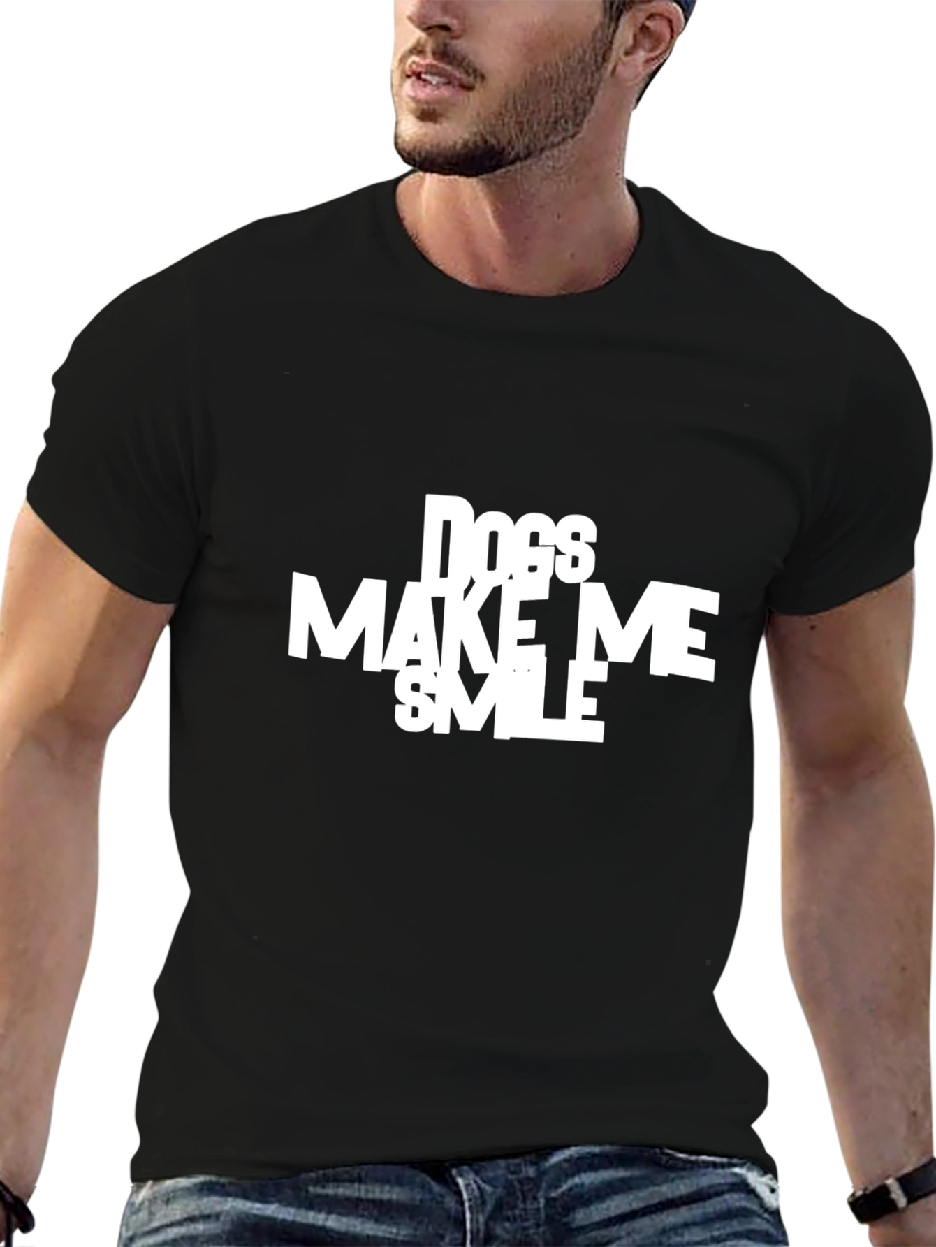 Dogs Make Me Smile Black Graphic Tee