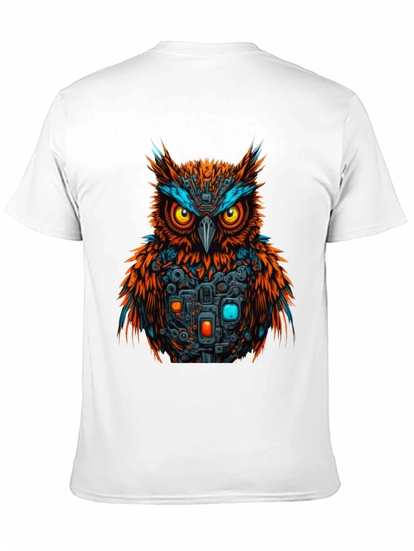 Cyber Owl Graphic T-Shirt - Black Cotton Tee