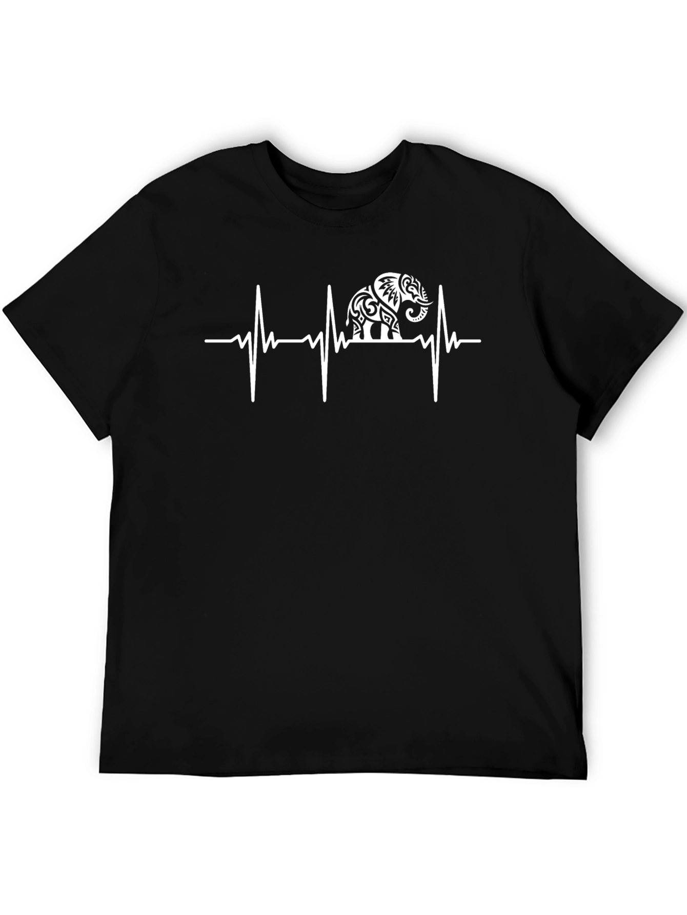 Elephant Heartbeat Graphic Tee - Black