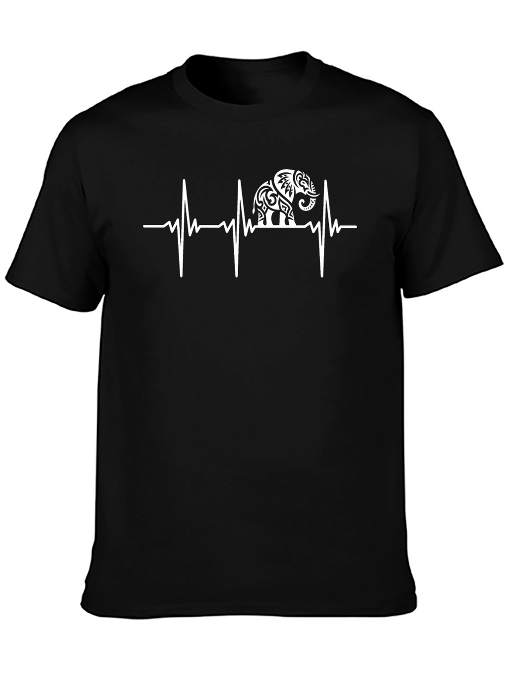 Elephant Heartbeat Graphic Tee - Black