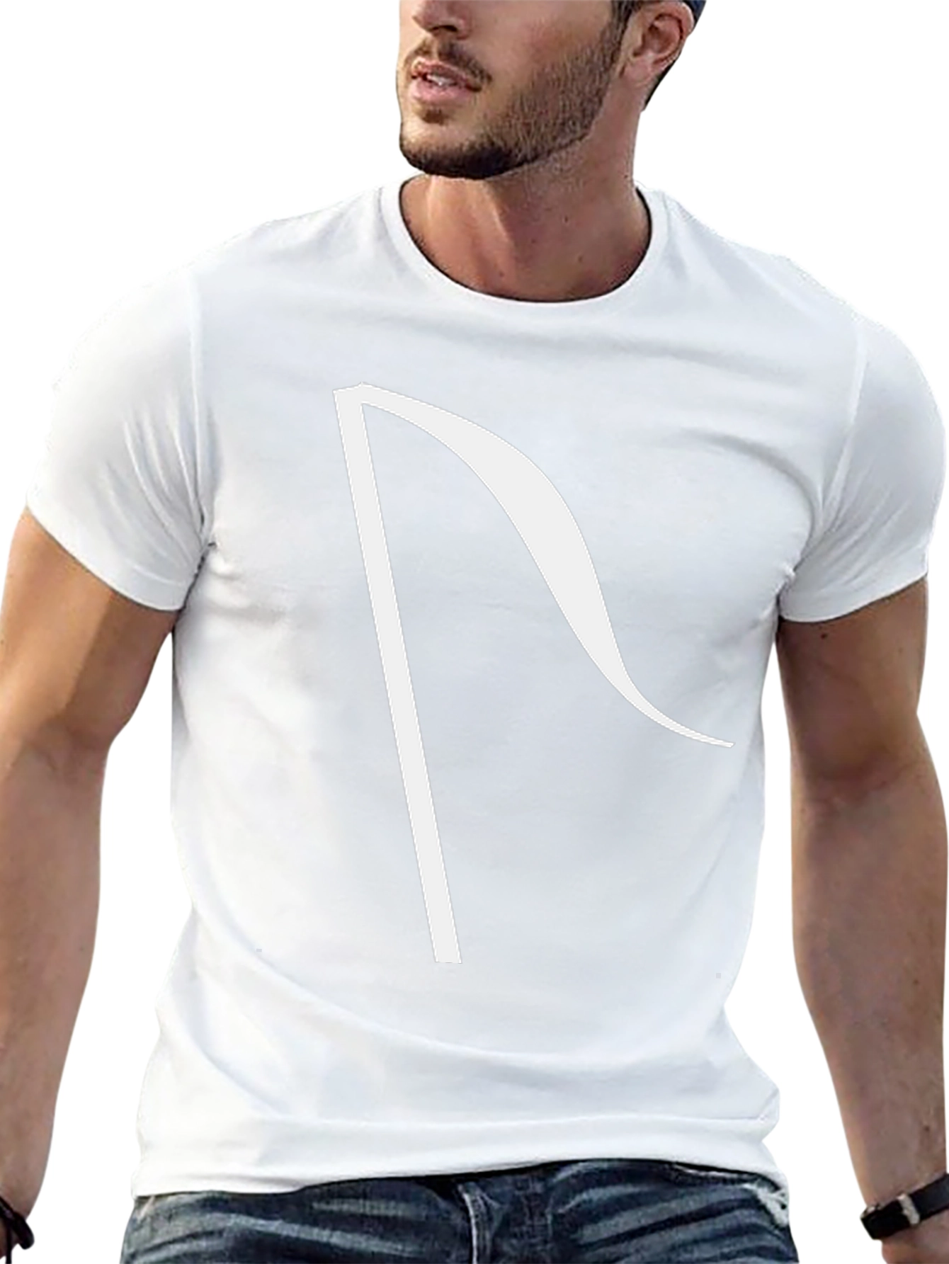 Minimalist R Graphic Black Cotton T-Shirt