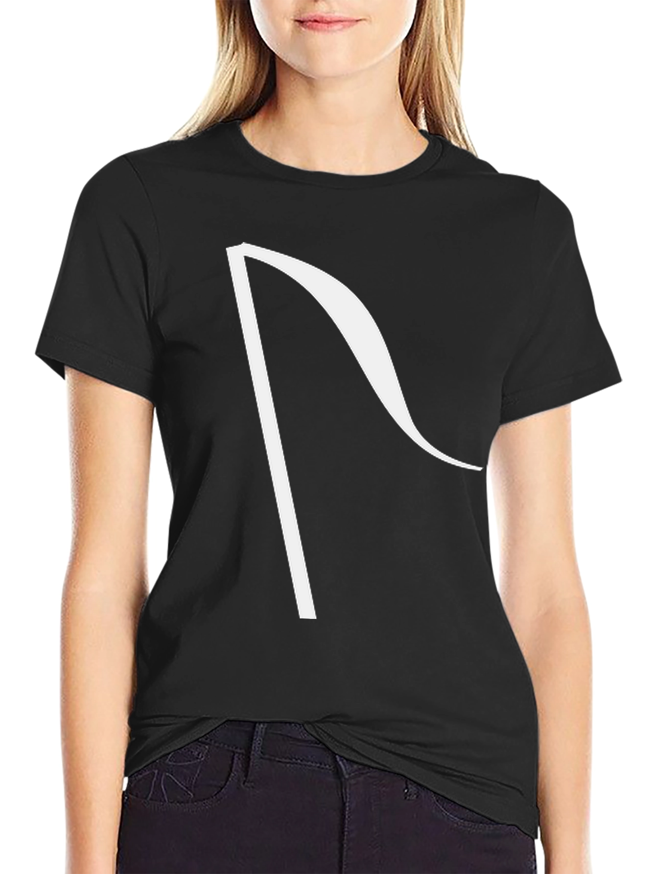 Minimalist R Graphic Black Cotton T-Shirt
