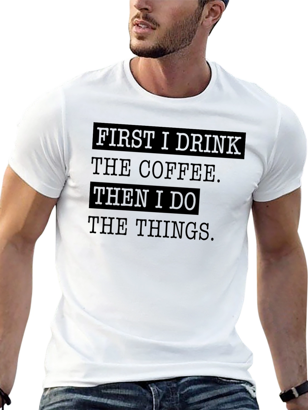 Coffee Then Things Black Graphic T-Shirt