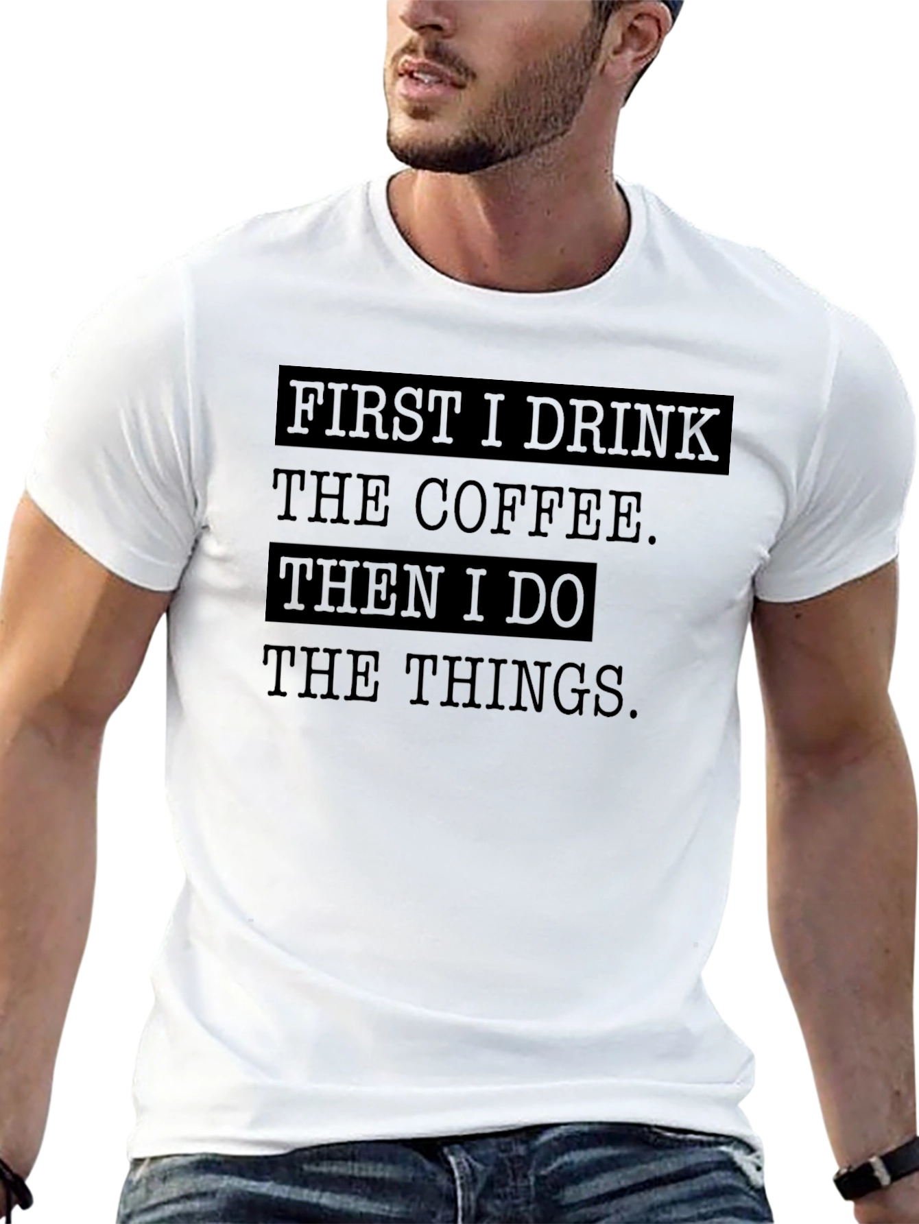 Coffee Then Things Black Graphic T-Shirt
