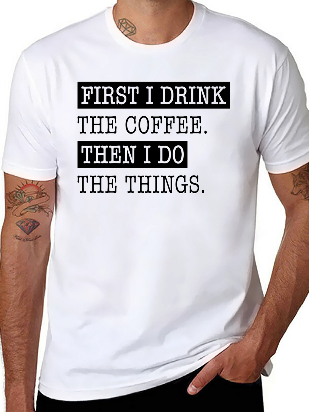 Coffee Then Things Black Graphic T-Shirt