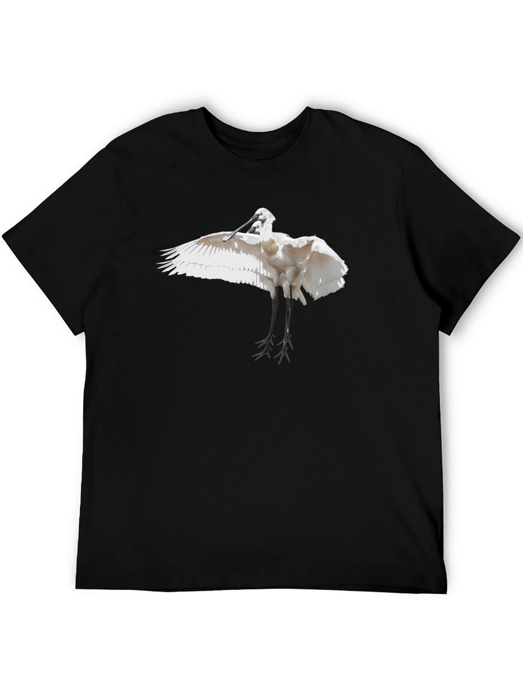 Black Tee with White Bird Print