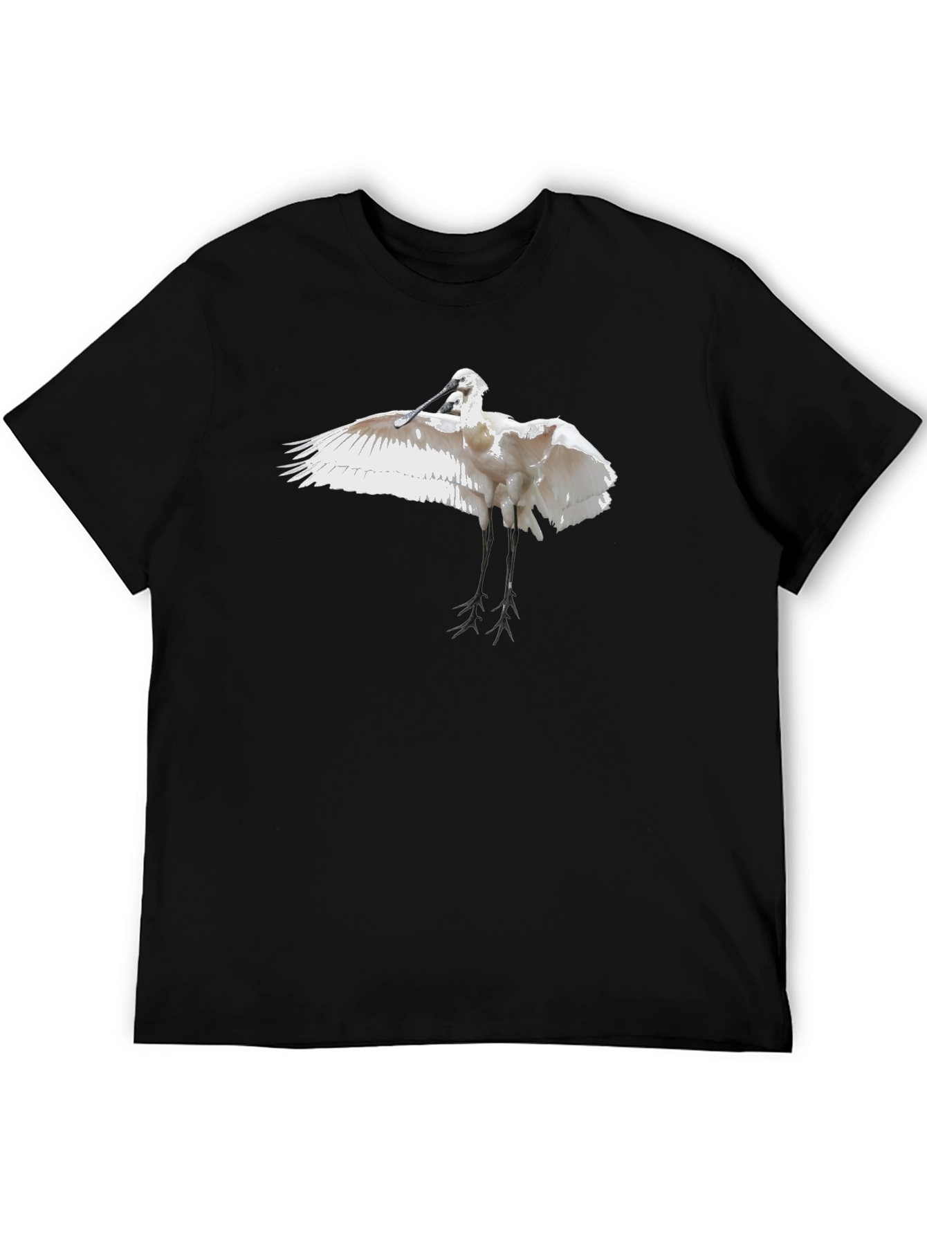 Black Tee with White Bird Print