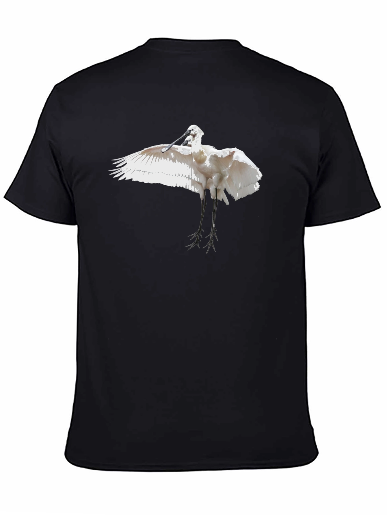 Black Tee with White Bird Print