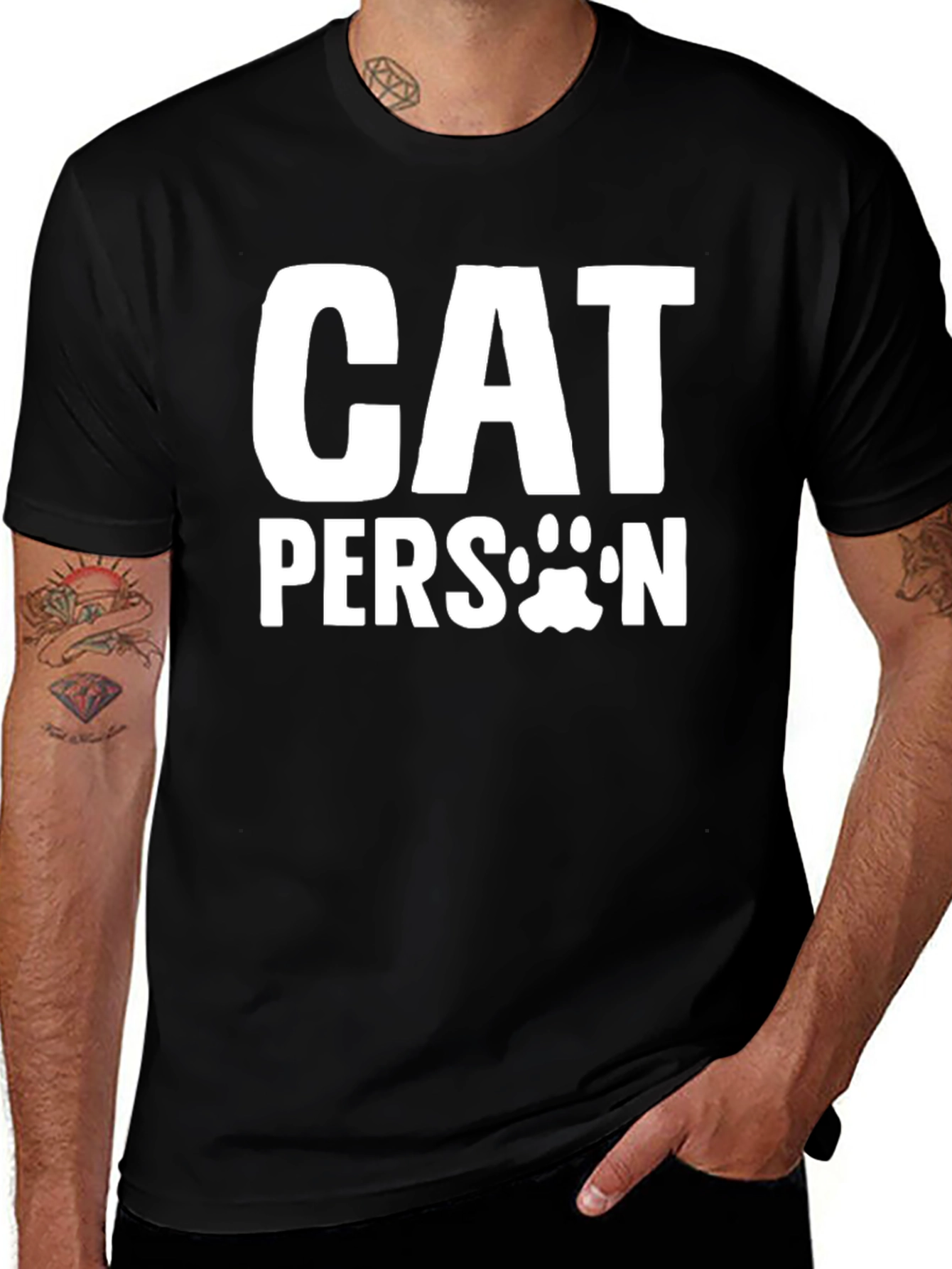Cat Person T-Shirt - Unisex Black Tee