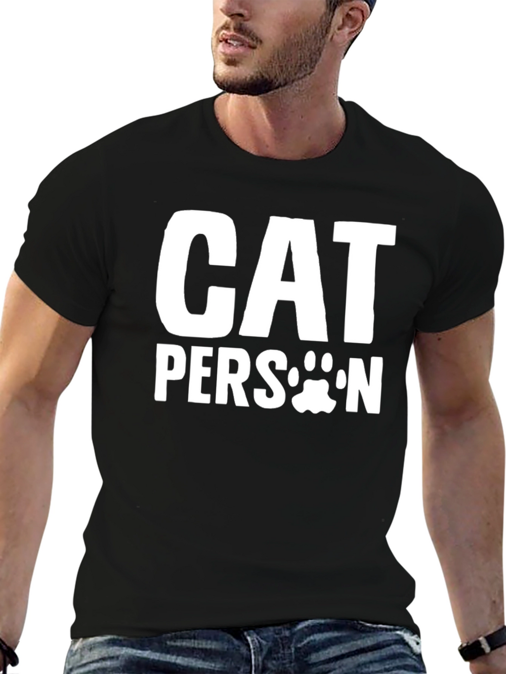 Cat Person T-Shirt - Unisex Black Tee