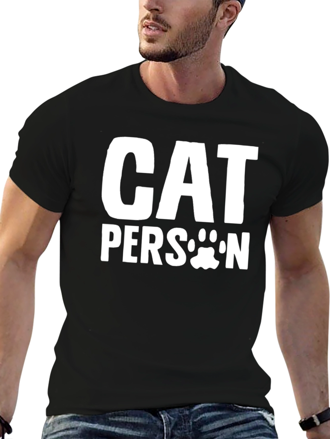 Cat Person T-Shirt - Unisex Black Tee