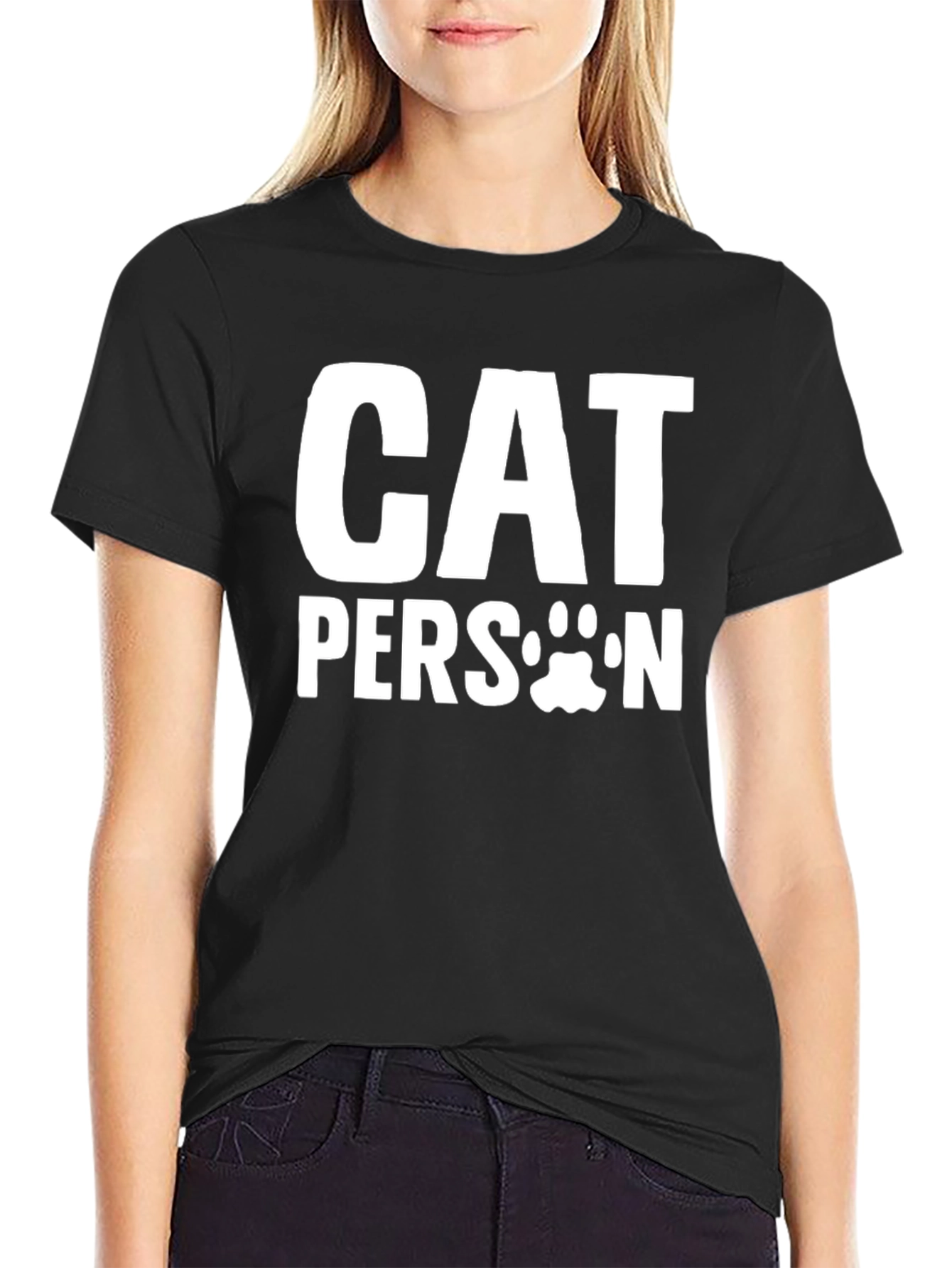 Cat Person T-Shirt - Unisex Black Tee