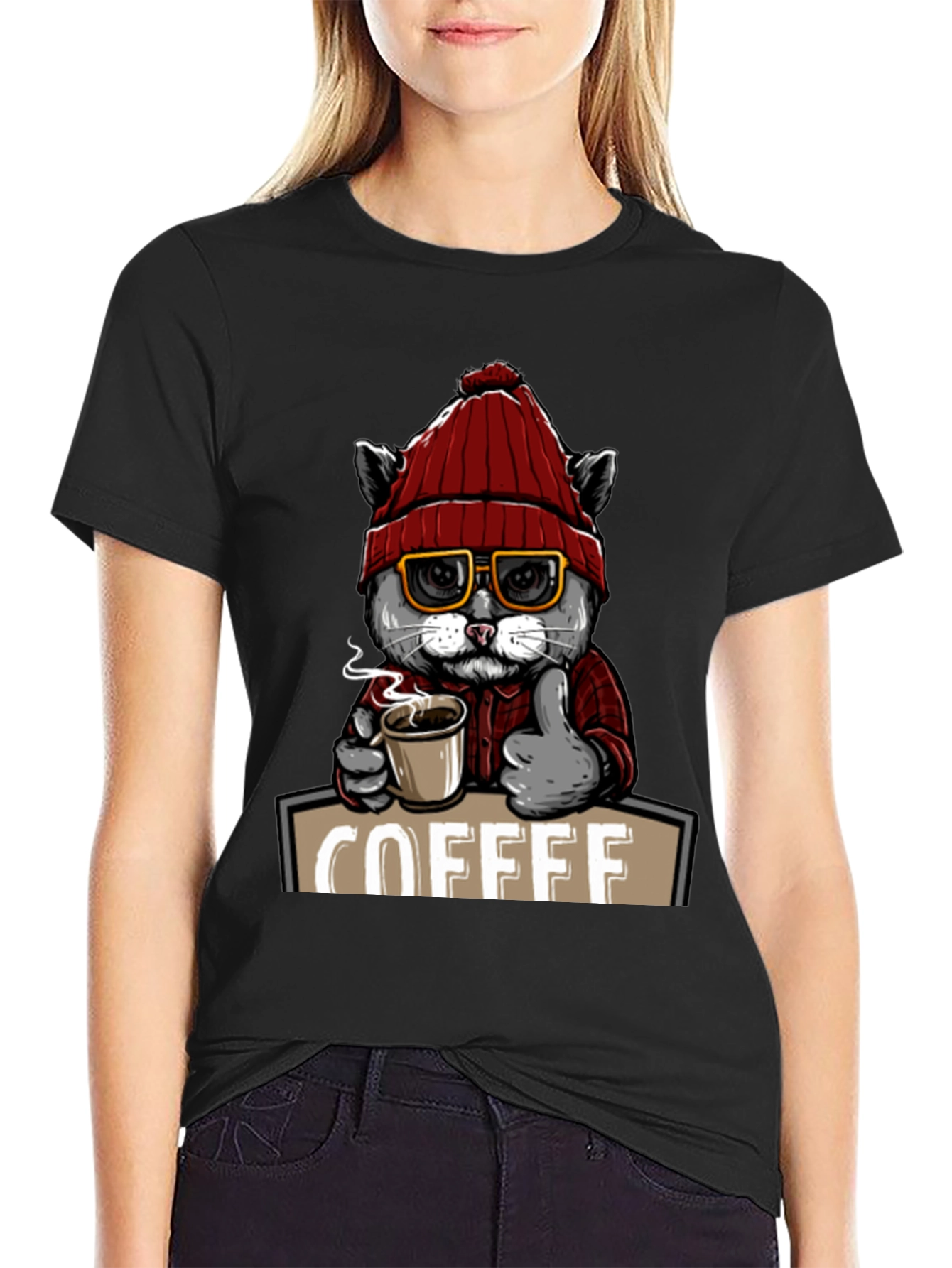 Coffee Cat T-Shirt - Quirky Graphic Tee