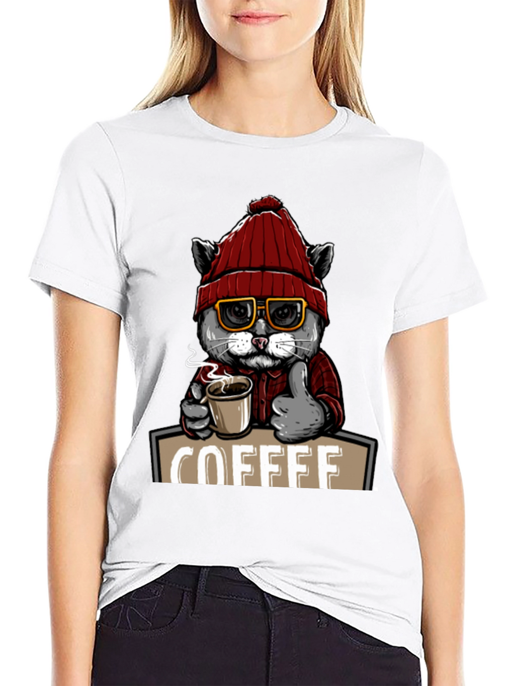 Coffee Cat T-Shirt - Quirky Graphic Tee