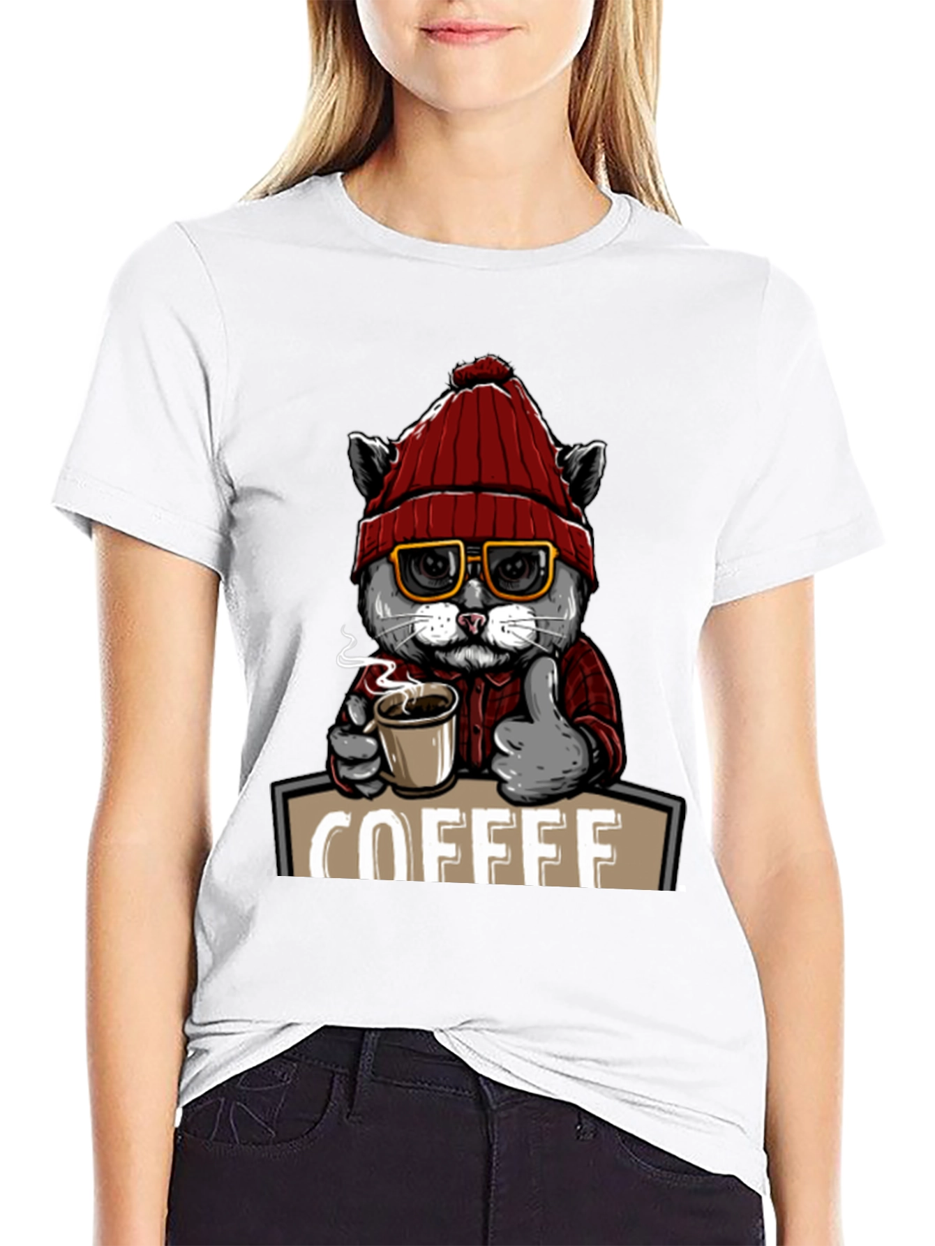Coffee Cat T-Shirt - Quirky Graphic Tee