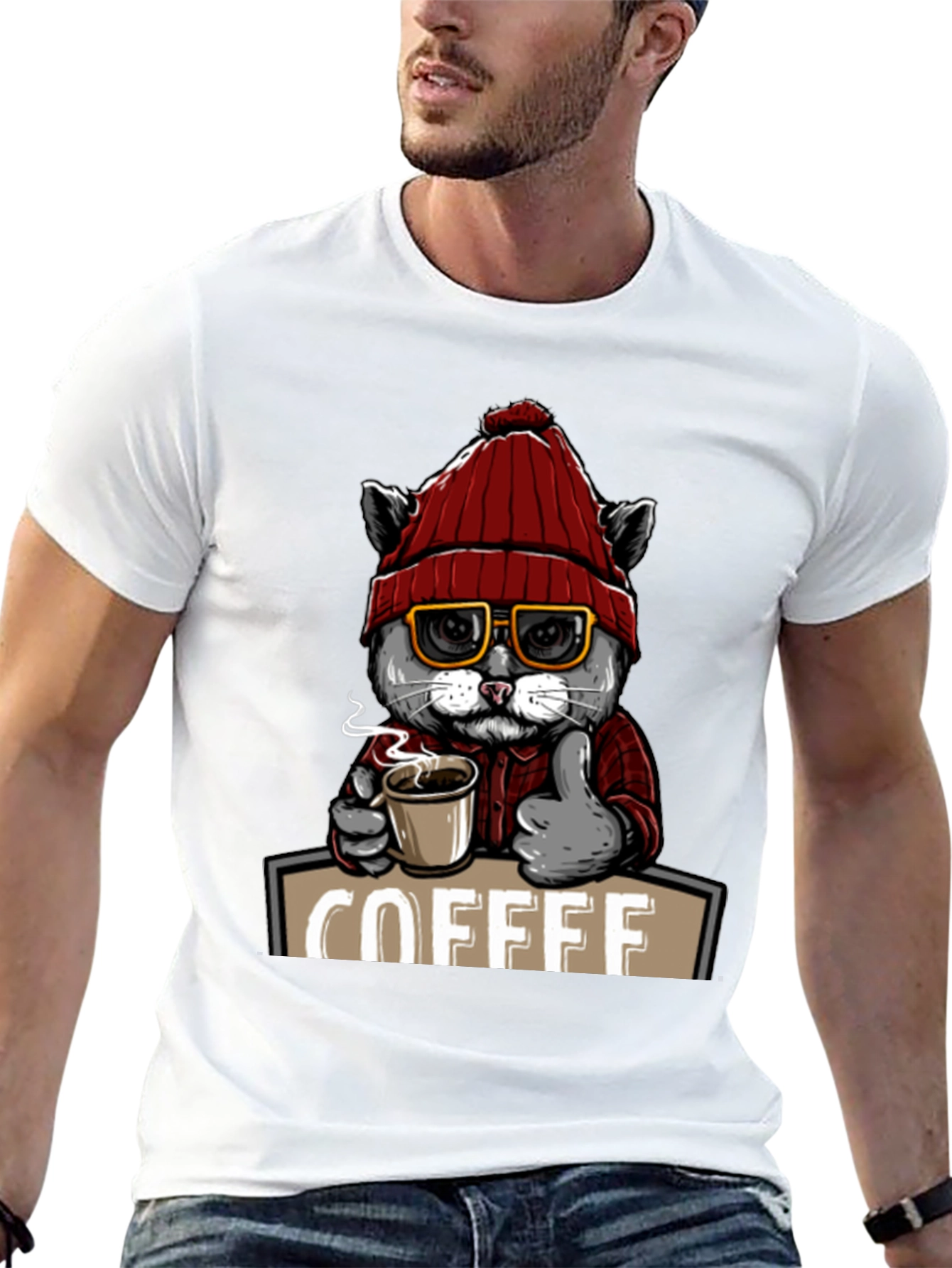 Coffee Cat T-Shirt - Quirky Graphic Tee