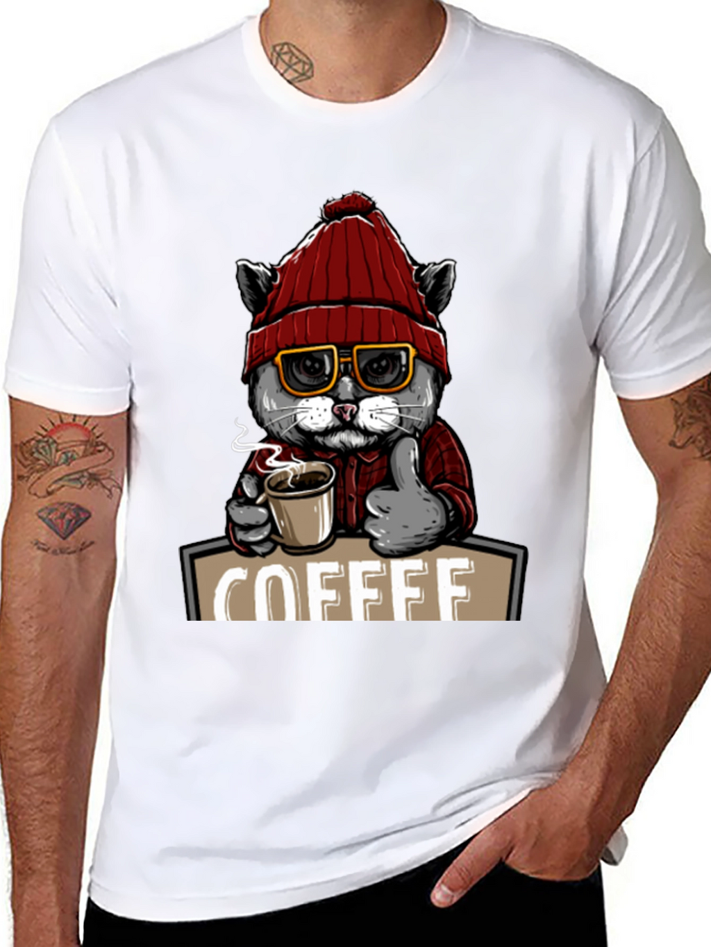 Coffee Cat T-Shirt - Quirky Graphic Tee