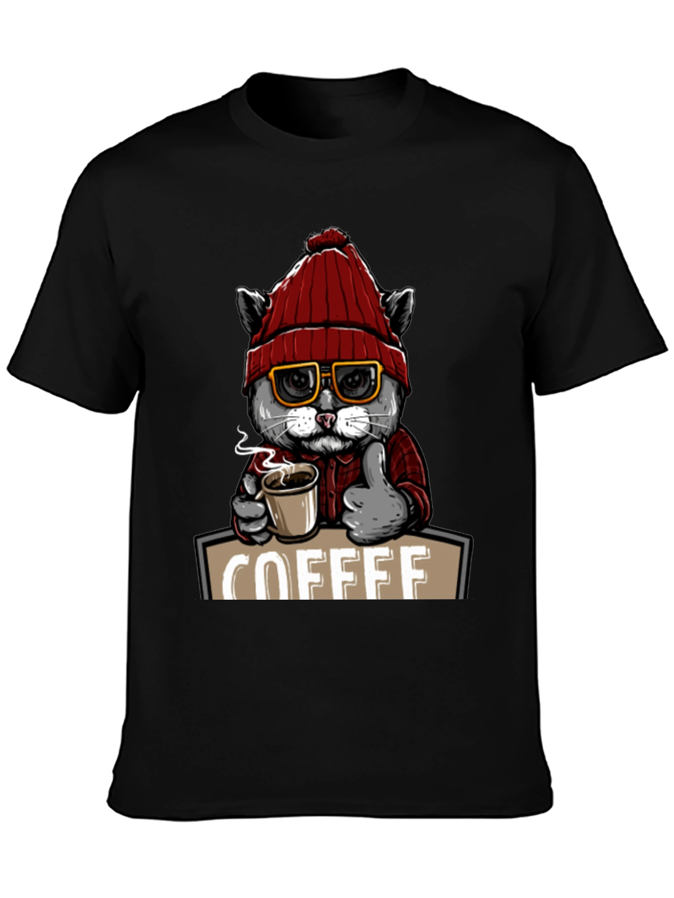 Coffee Cat T-Shirt - Quirky Graphic Tee
