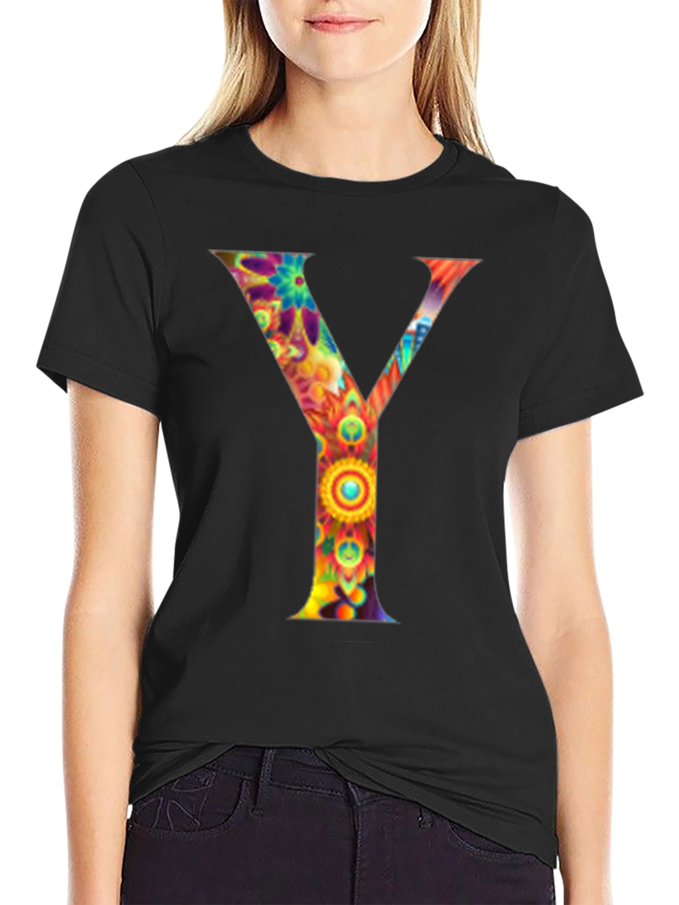Colorful Letter Y Graphic Tee - Unisex