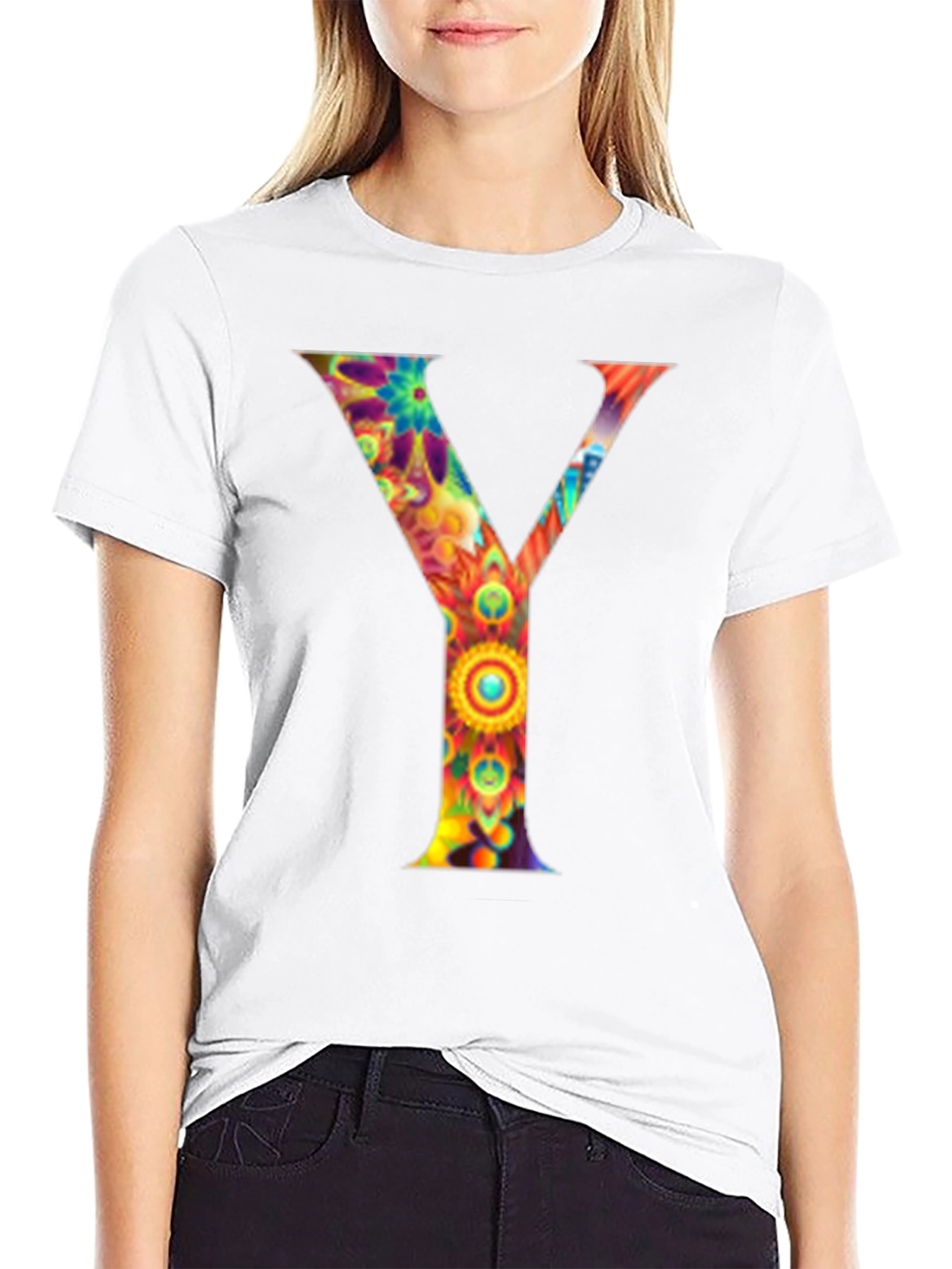 Colorful Letter Y Graphic Tee - Unisex