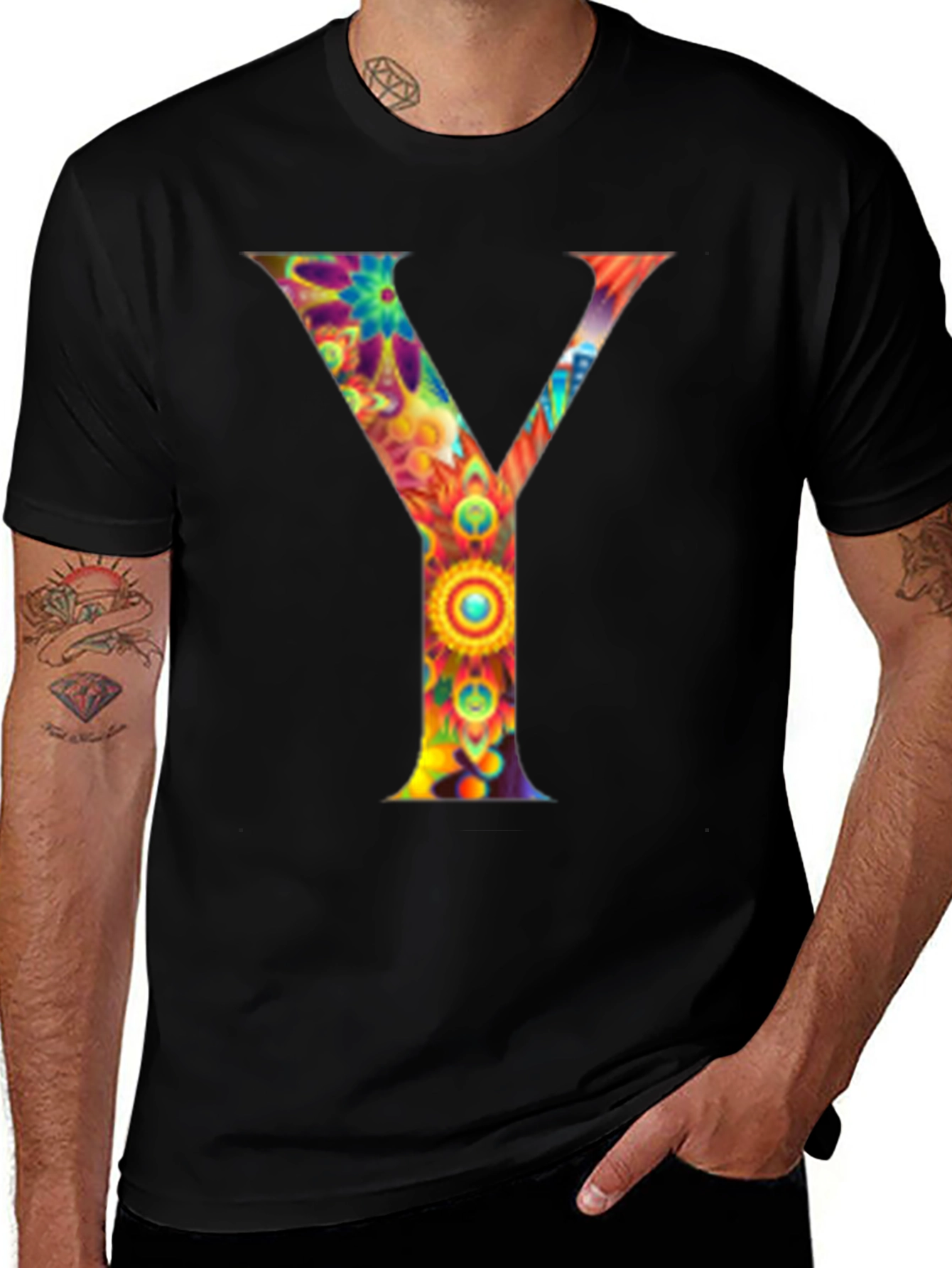 Colorful Letter Y Graphic Tee - Unisex