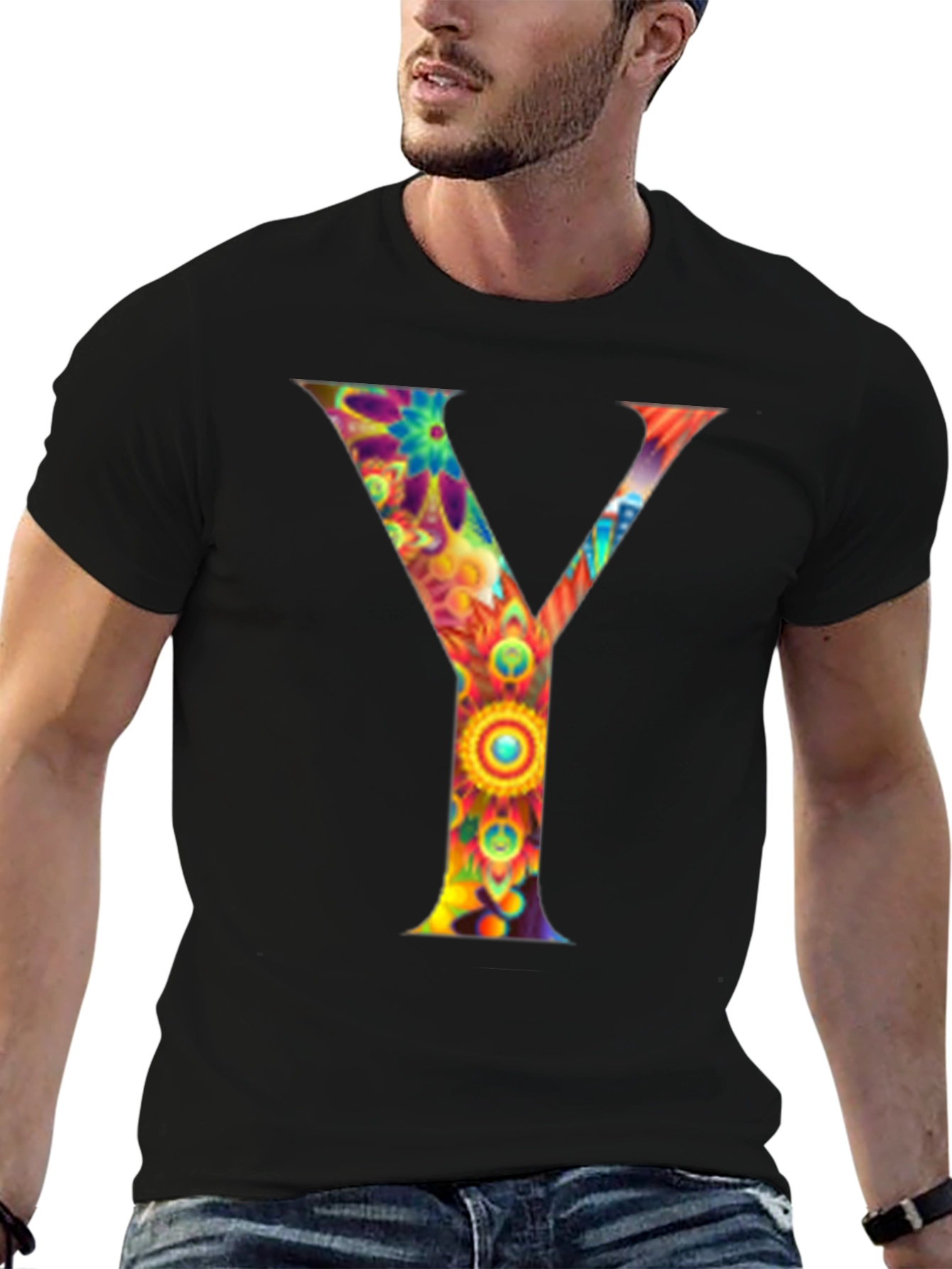Colorful Letter Y Graphic Tee - Unisex