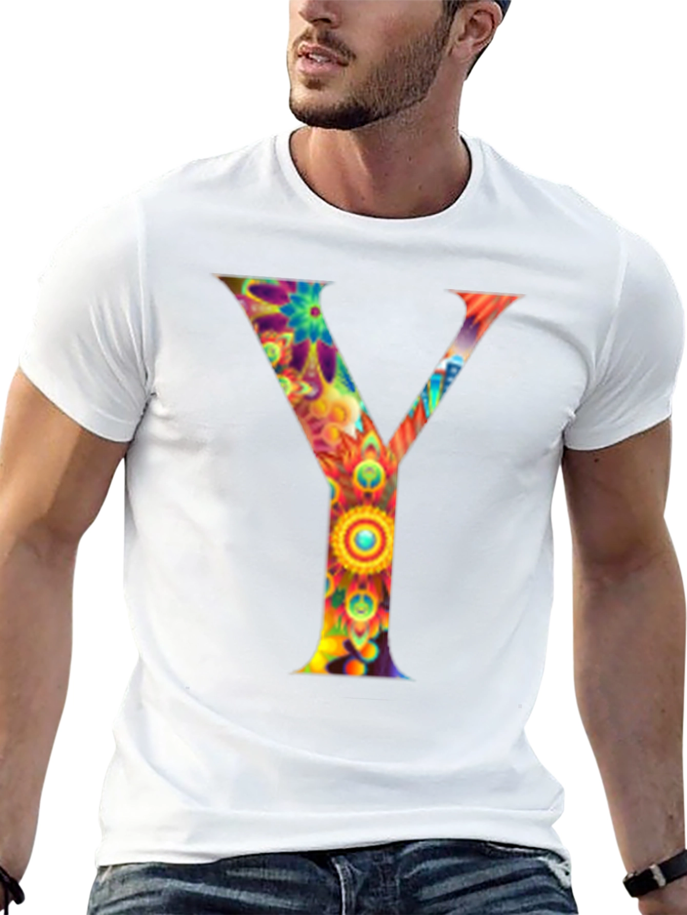 Colorful Letter Y Graphic Tee - Unisex