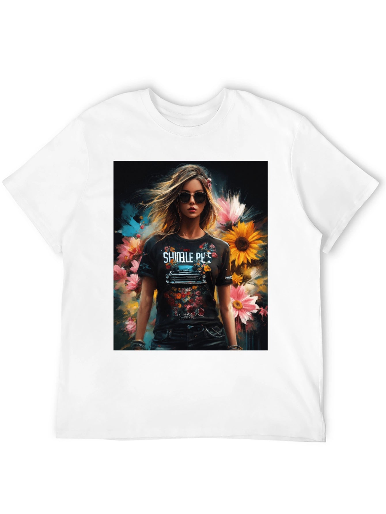 Floral Woman Graphic Tee - Trendy & Stylish