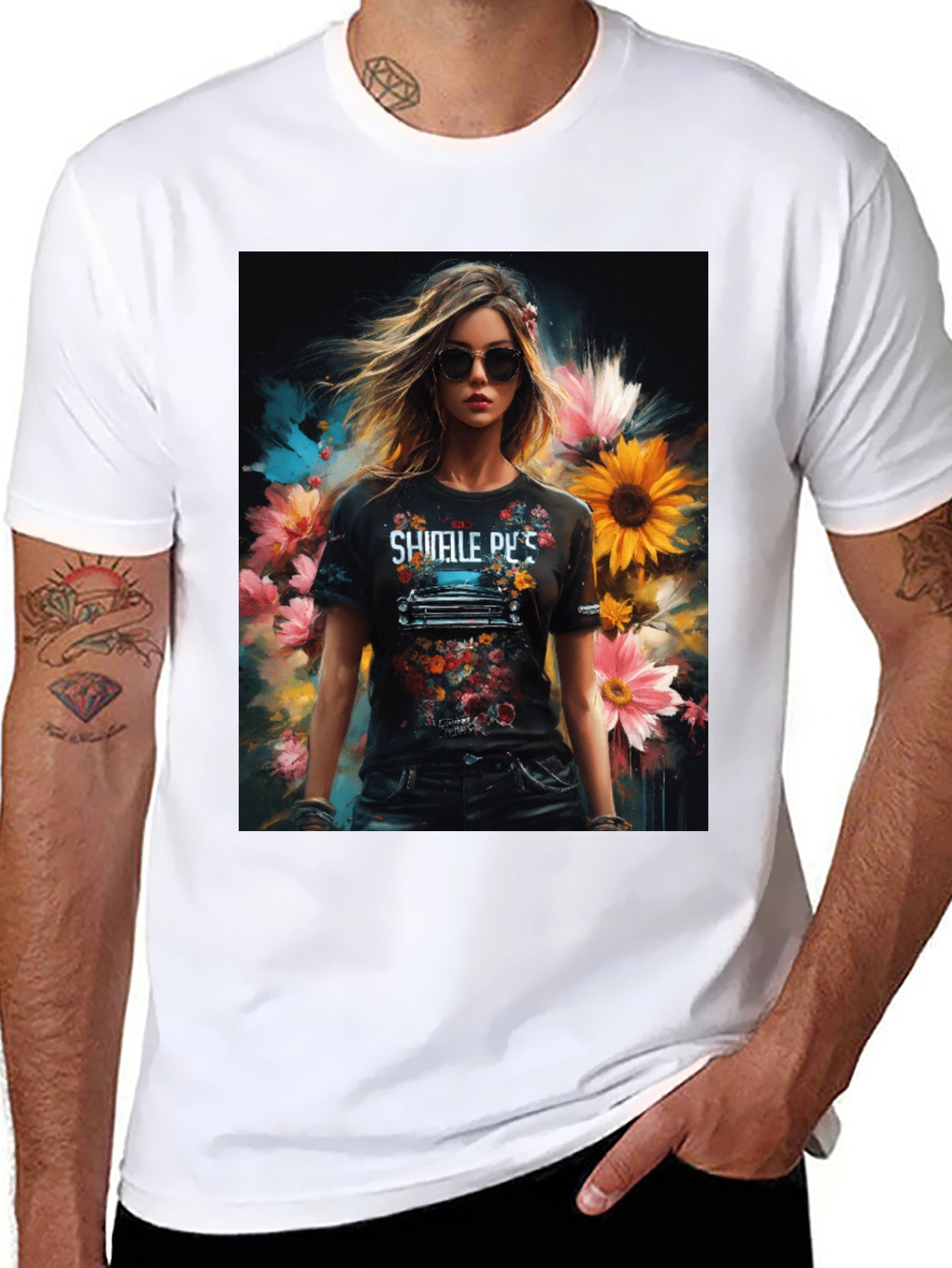 Floral Woman Graphic Tee - Trendy & Stylish