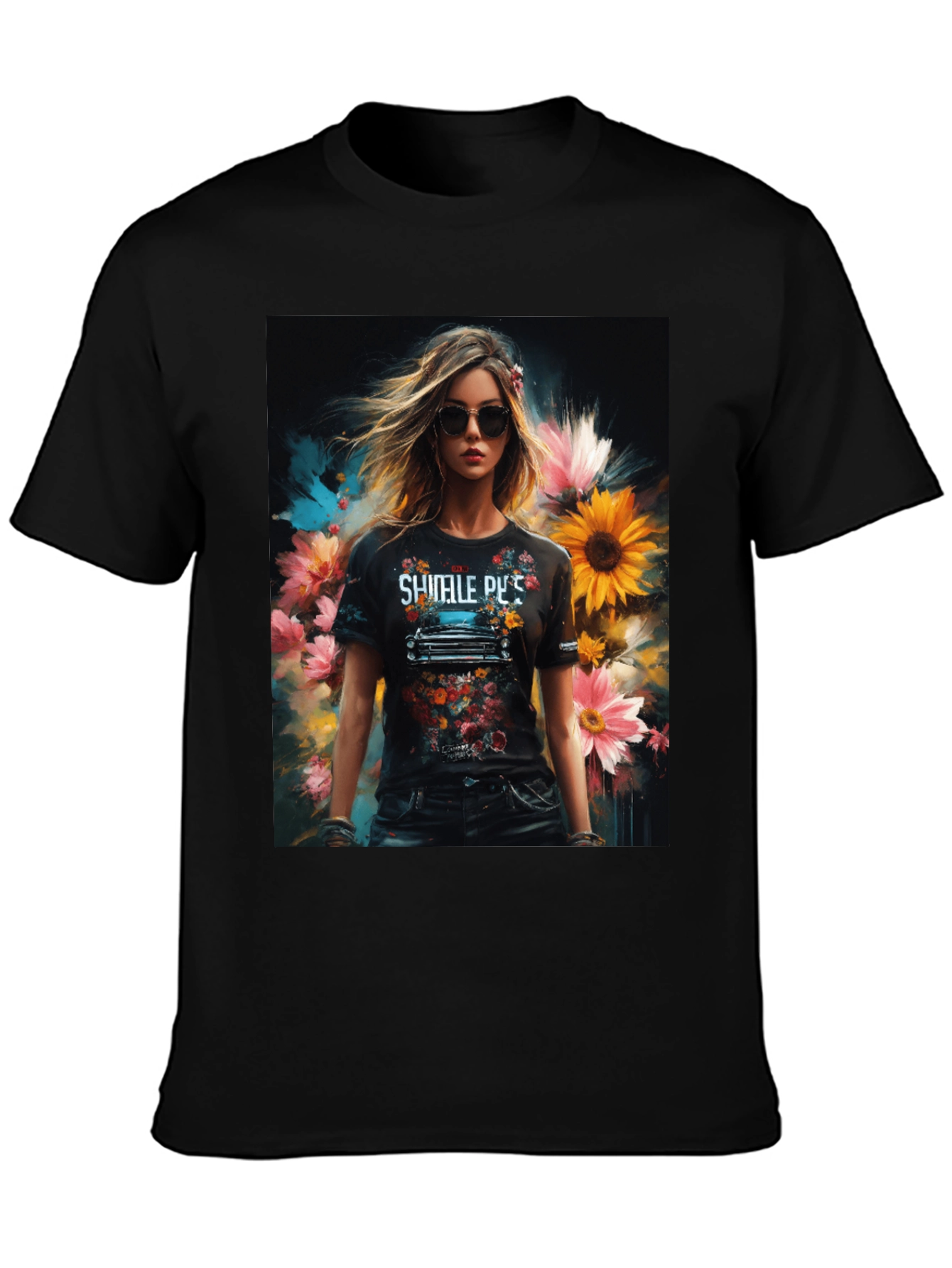 Floral Woman Graphic Tee - Trendy & Stylish