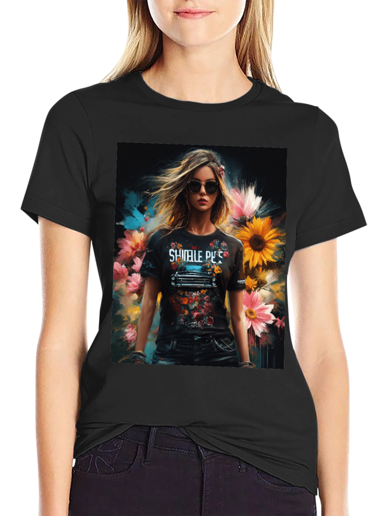 Floral Woman Graphic Tee - Trendy & Stylish