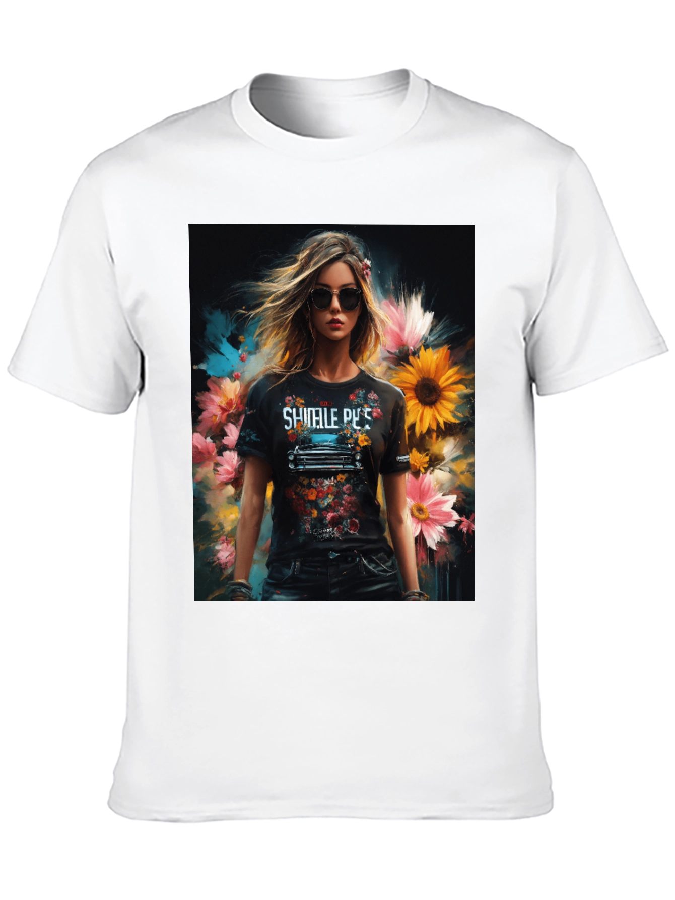 Floral Woman Graphic Tee - Trendy & Stylish