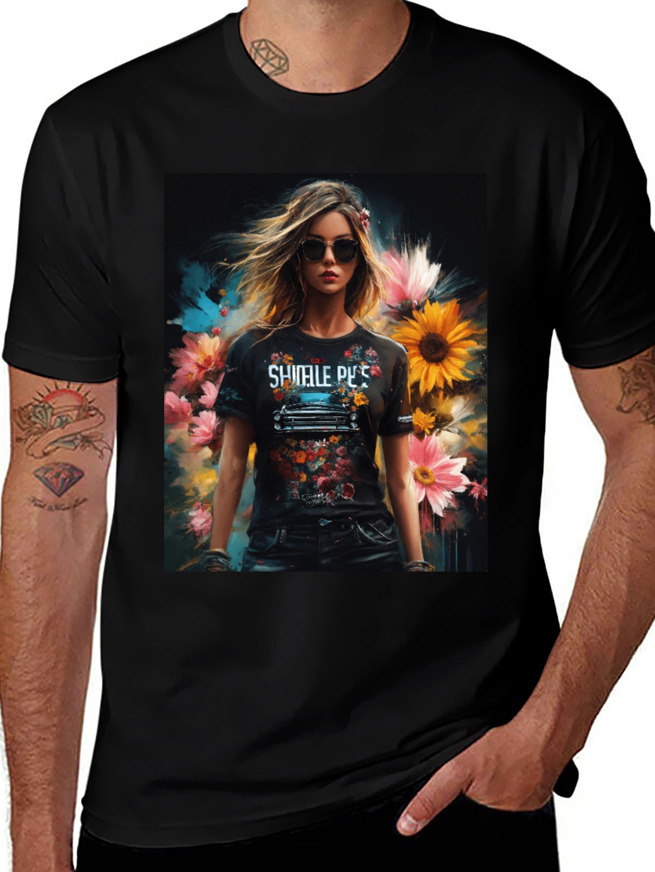 Floral Woman Graphic Tee - Trendy & Stylish