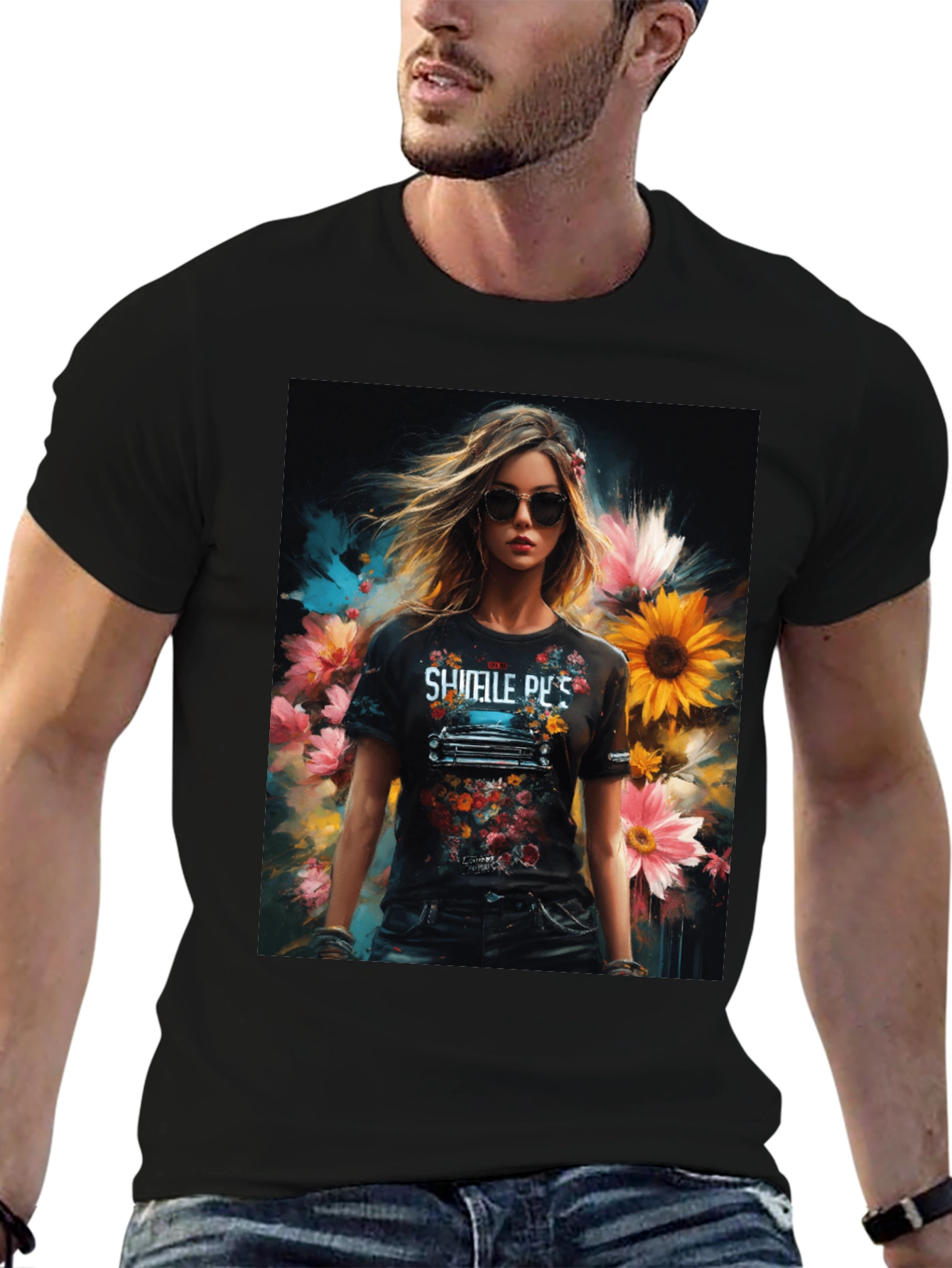 Floral Woman Graphic Tee - Trendy & Stylish