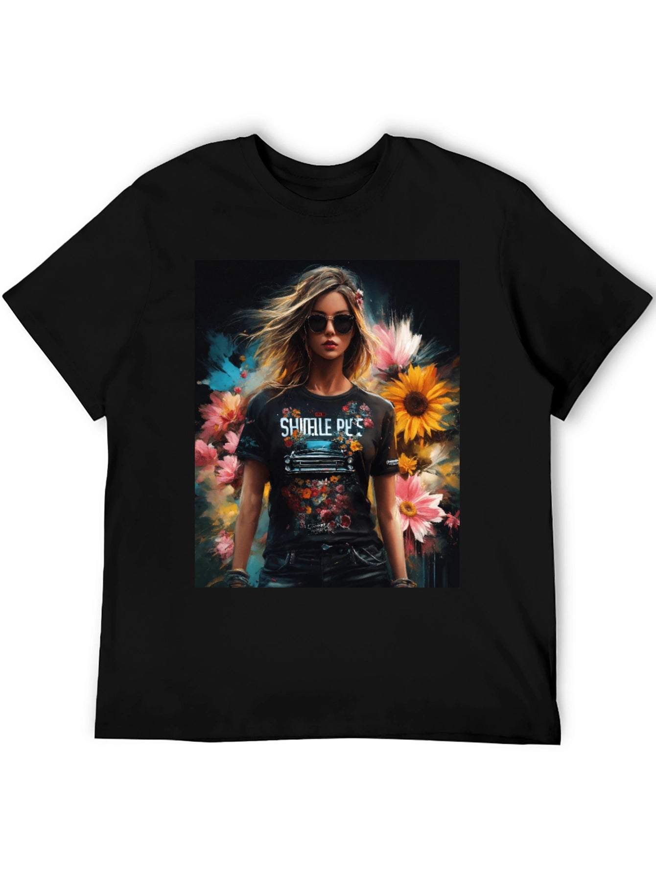 Floral Woman Graphic Tee - Trendy & Stylish
