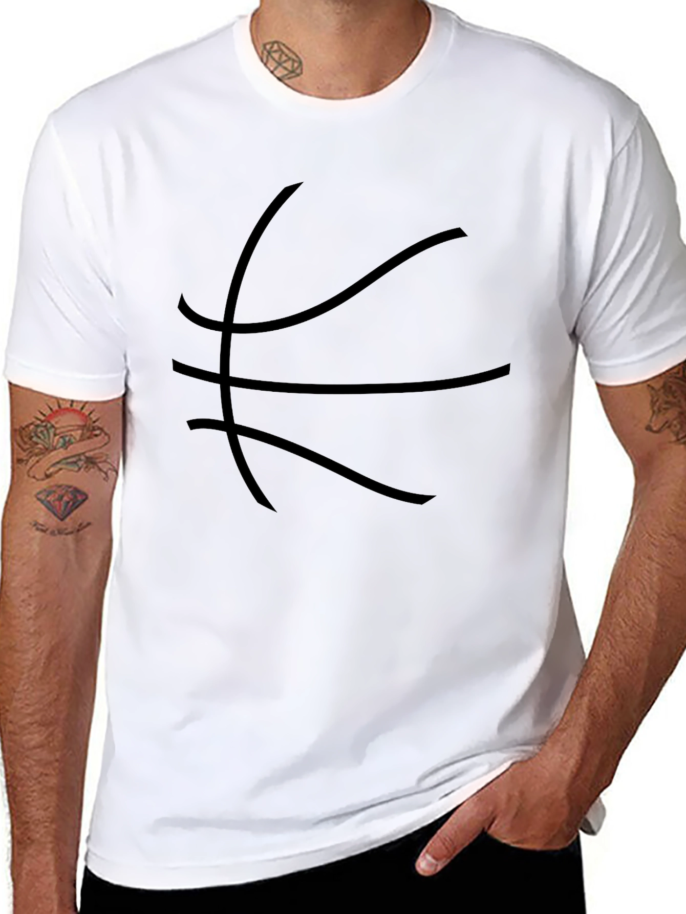 Basketball Graphic Tee - Black Cotton Blend Shirt