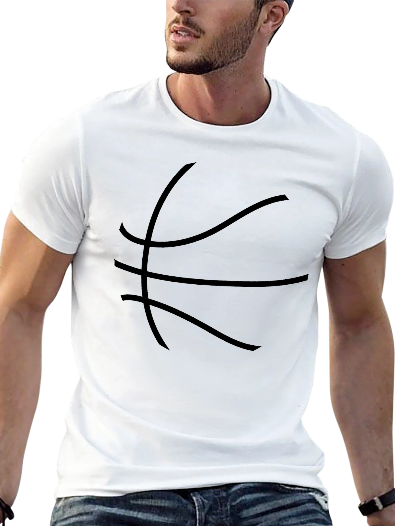 Basketball Graphic Tee - Black Cotton Blend Shirt