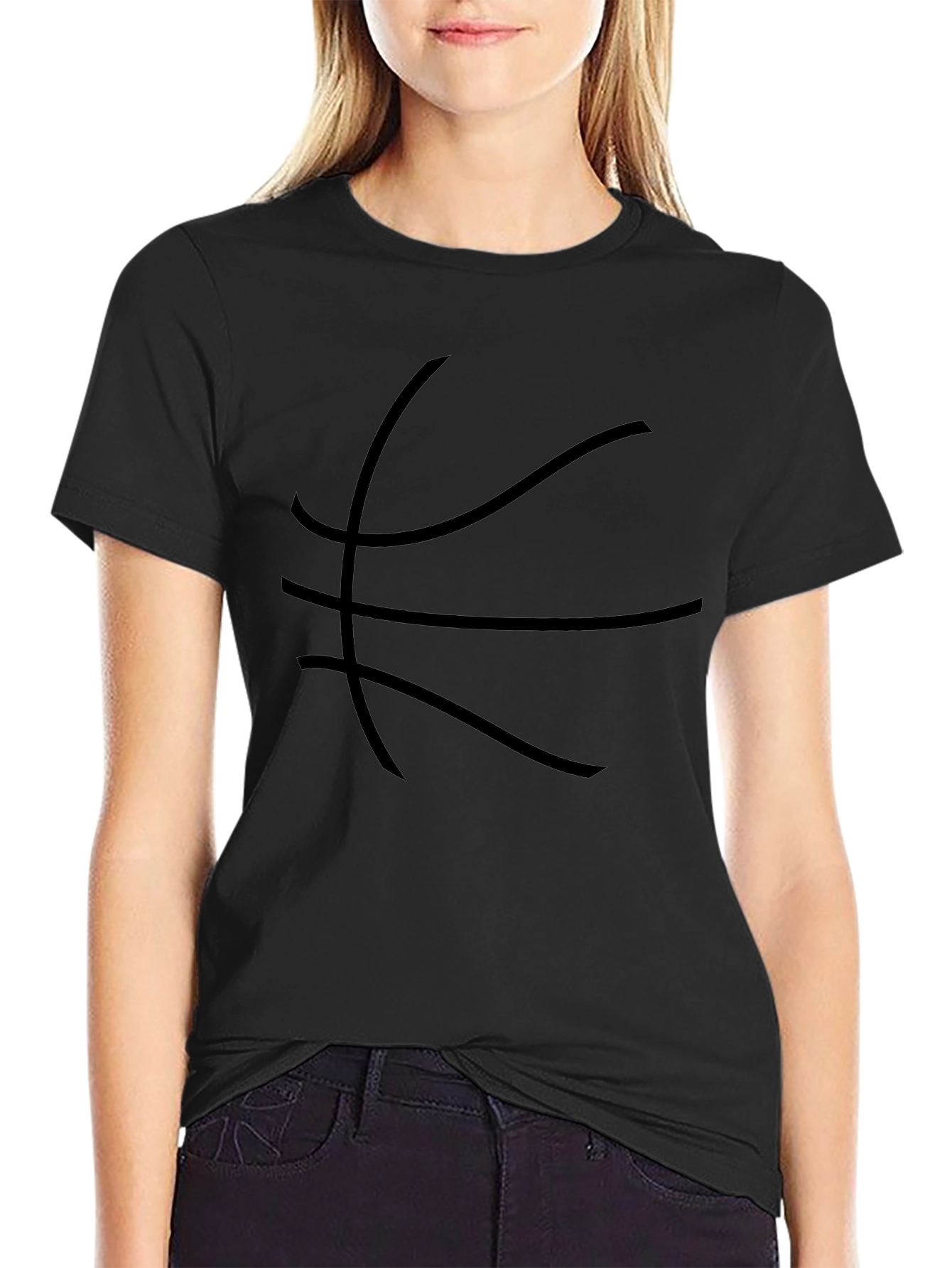 Basketball Graphic Tee - Black Cotton Blend Shirt