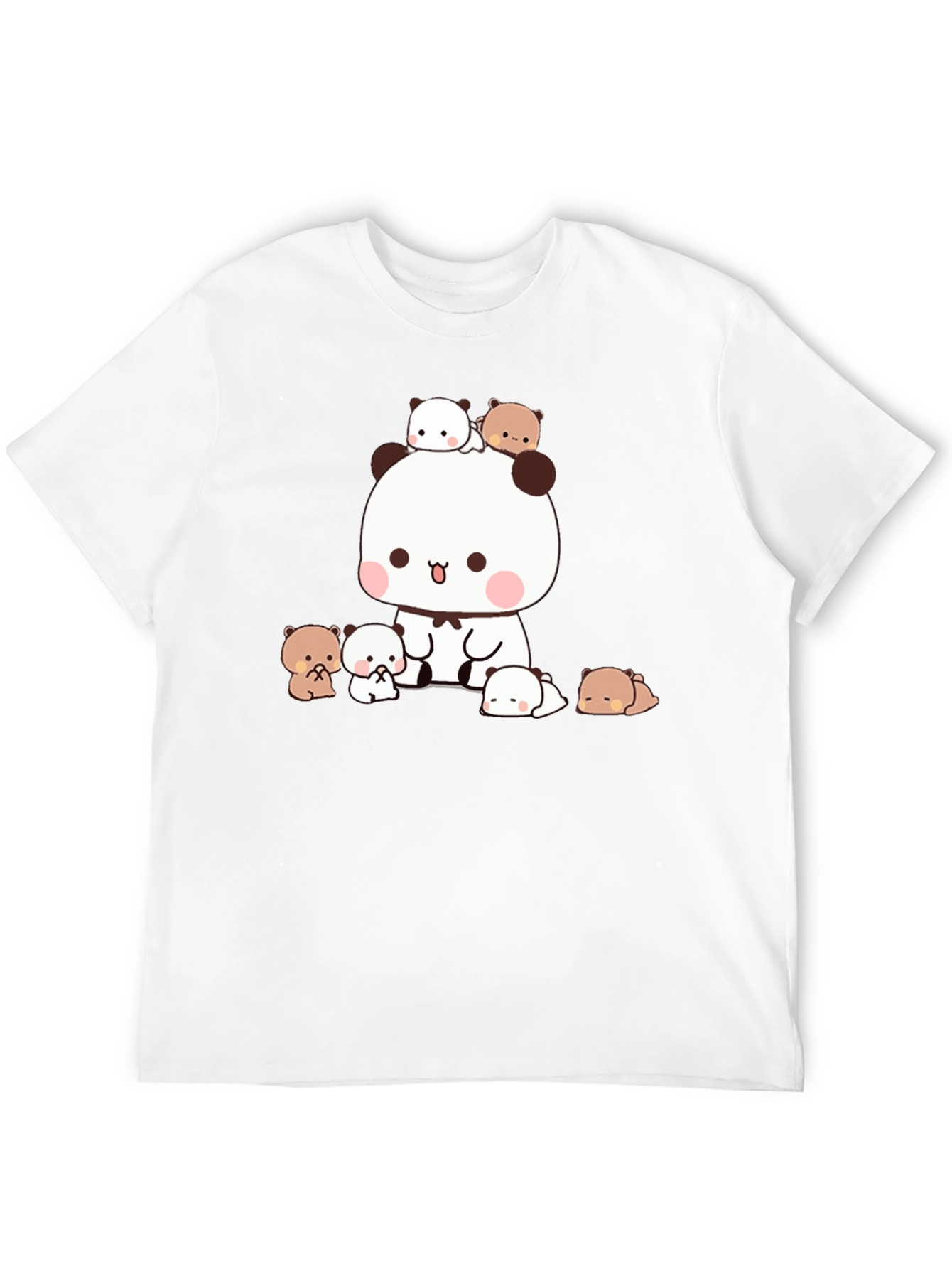 Cute Panda & Bear Graphic Tee - Black