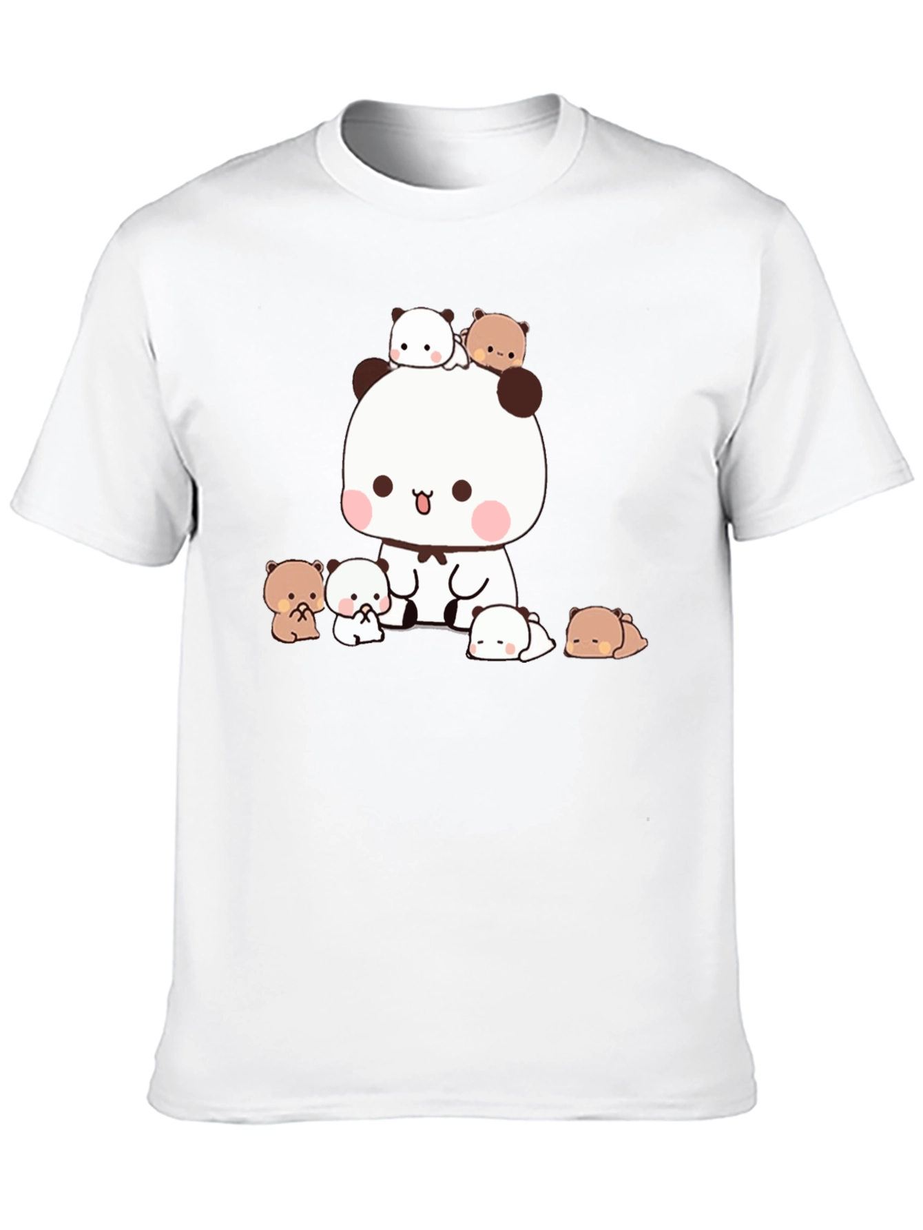Cute Panda & Bear Graphic Tee - Black