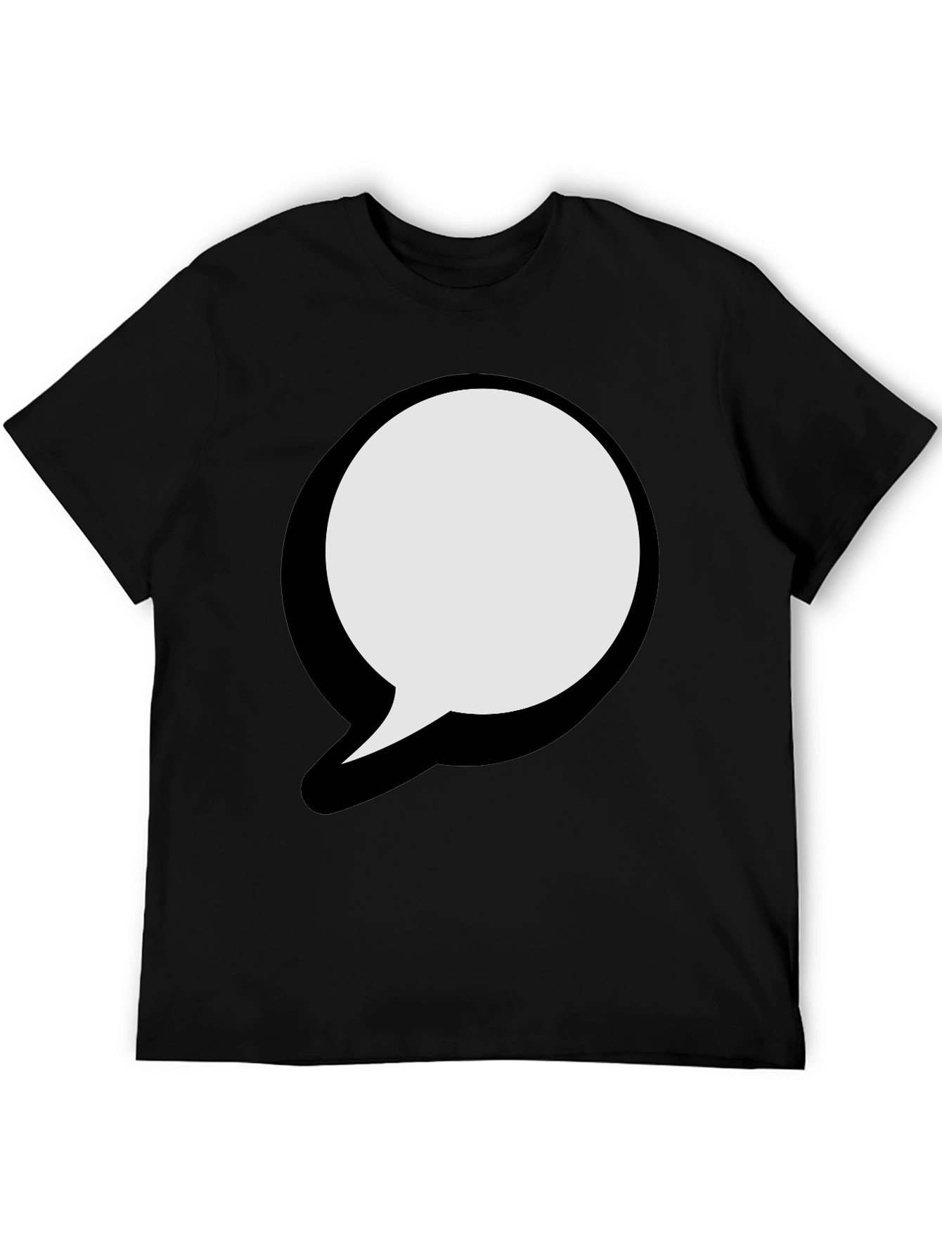 Black T-Shirt with Graphic Speech Bubble