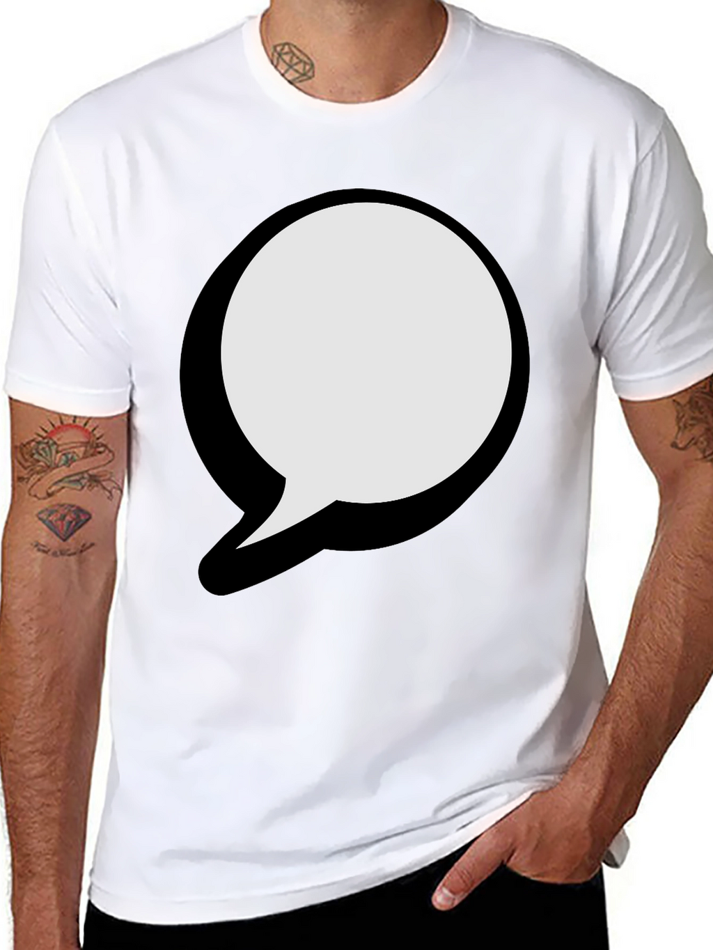 Black T-Shirt with Graphic Speech Bubble