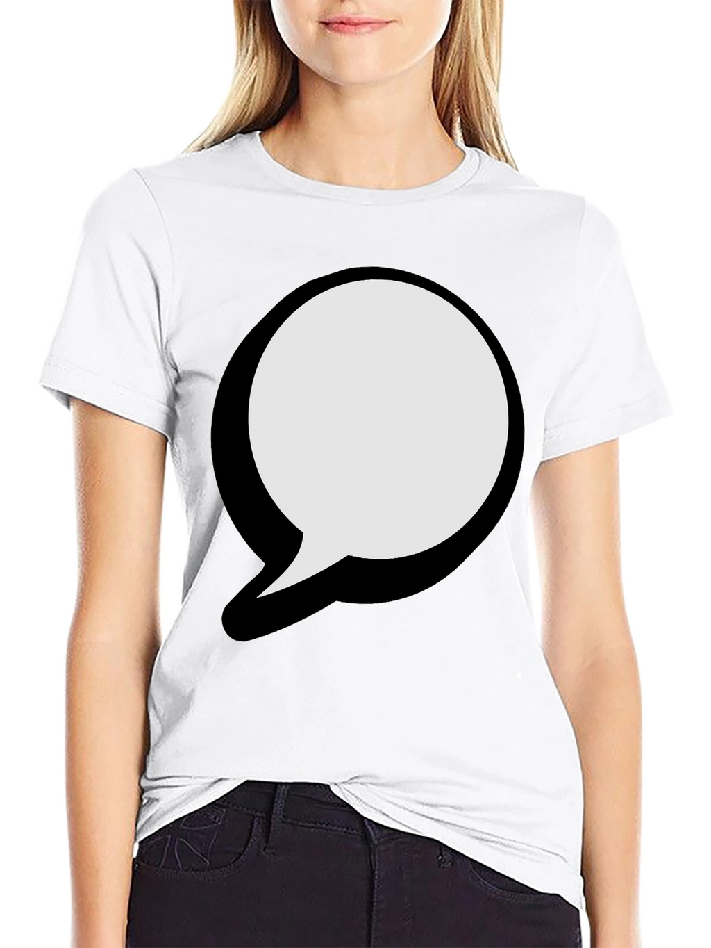 Black T-Shirt with Graphic Speech Bubble